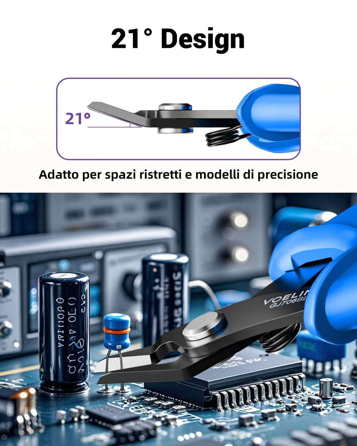 VCELINK Tronchese Diagonali di Precisione per Filo di Rame 0-1,2 mm Blu