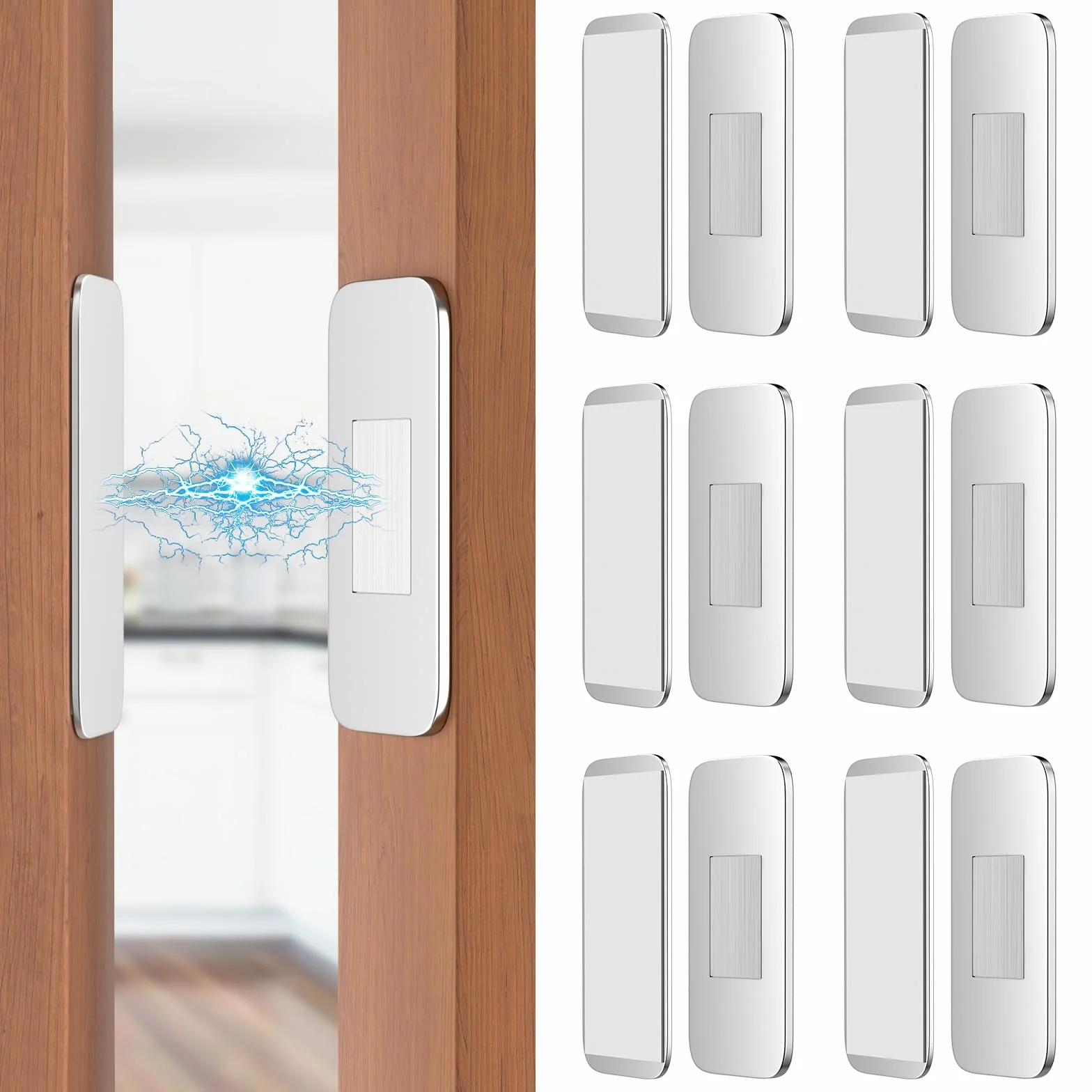 Chiusura Magnetica Ultra Sottile 6 Pezzi Argento, Calamita per Mobili in Metallo, Magneti Adesivi per Porte Armadi Cucina