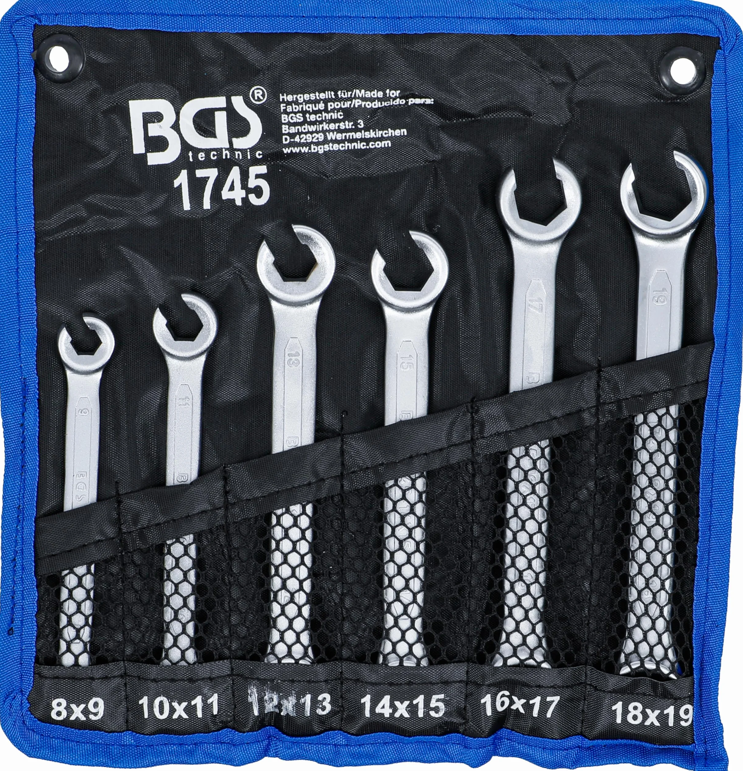 BGS 1745 Serie di chiavi a doppio anello aperte 8-19 mm 6 pezzi