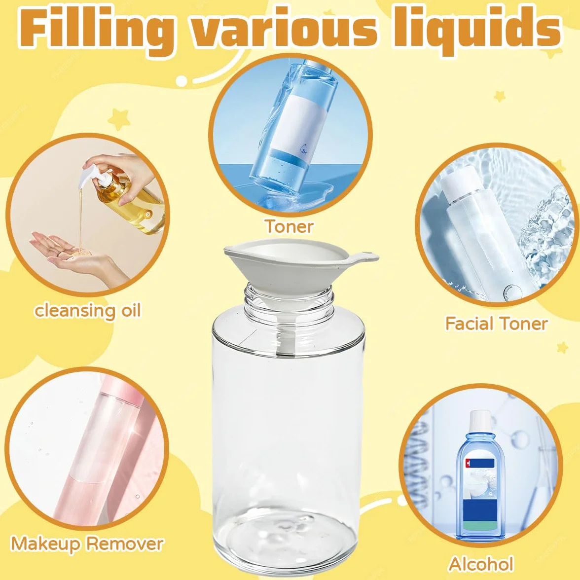 4 Pz Dispenser a Pressione Pompa di Rimozione Smalto in Plastica da 200ml,Bottiglia Trasparente per Solvente per Unghie,Dispenser di Liquidi a Pressione per Cosmetici, Cura delle Unghie
