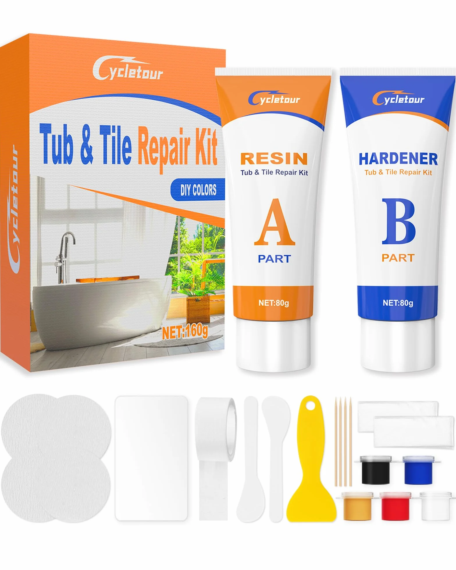 Kit Riparazione Piastrelle Vasca da Bagno 160 G Grande Capacità Abbinare Colori fai da te Ceramica Lavandino