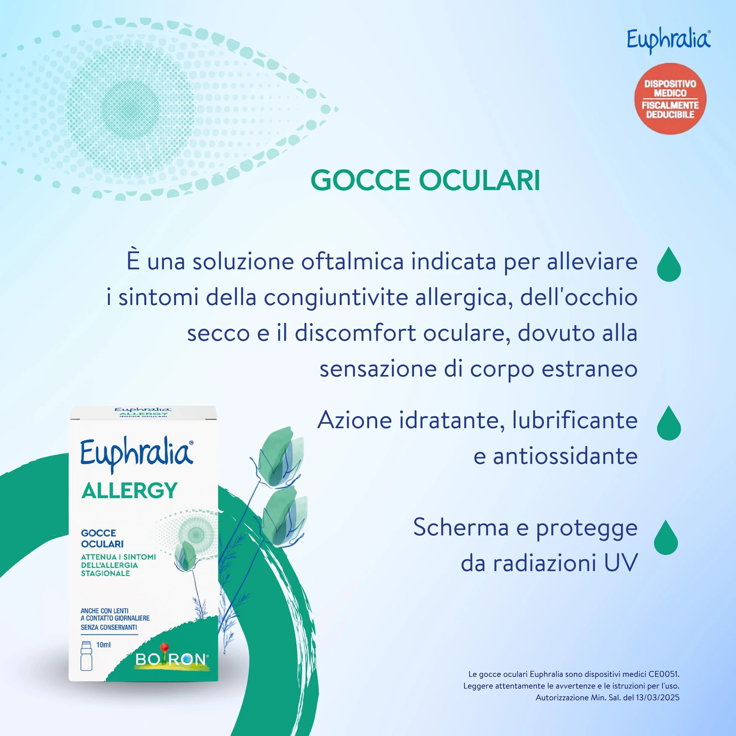 Euphralia Allergy - Gocce Oculari, Allergia, Congiuntivite Allergica, Fastidio Oculare, con Acido laluronico e Vitamina B12 - Flacone da 10 ml + Panno occhiali