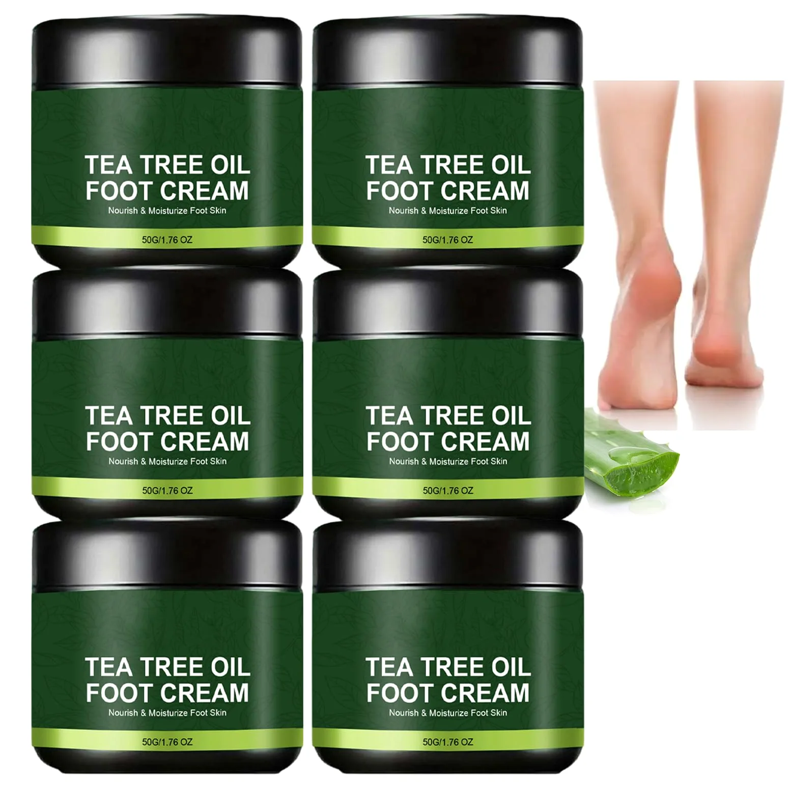 Crema per piedi all'olio dell'albero del tè, per talloni screpolati e calli, balsamo nutriente e idratante per la cura dei piedi, ammorbidisce e rigenera i piedi secchi e ruvidi (6 pezzi)