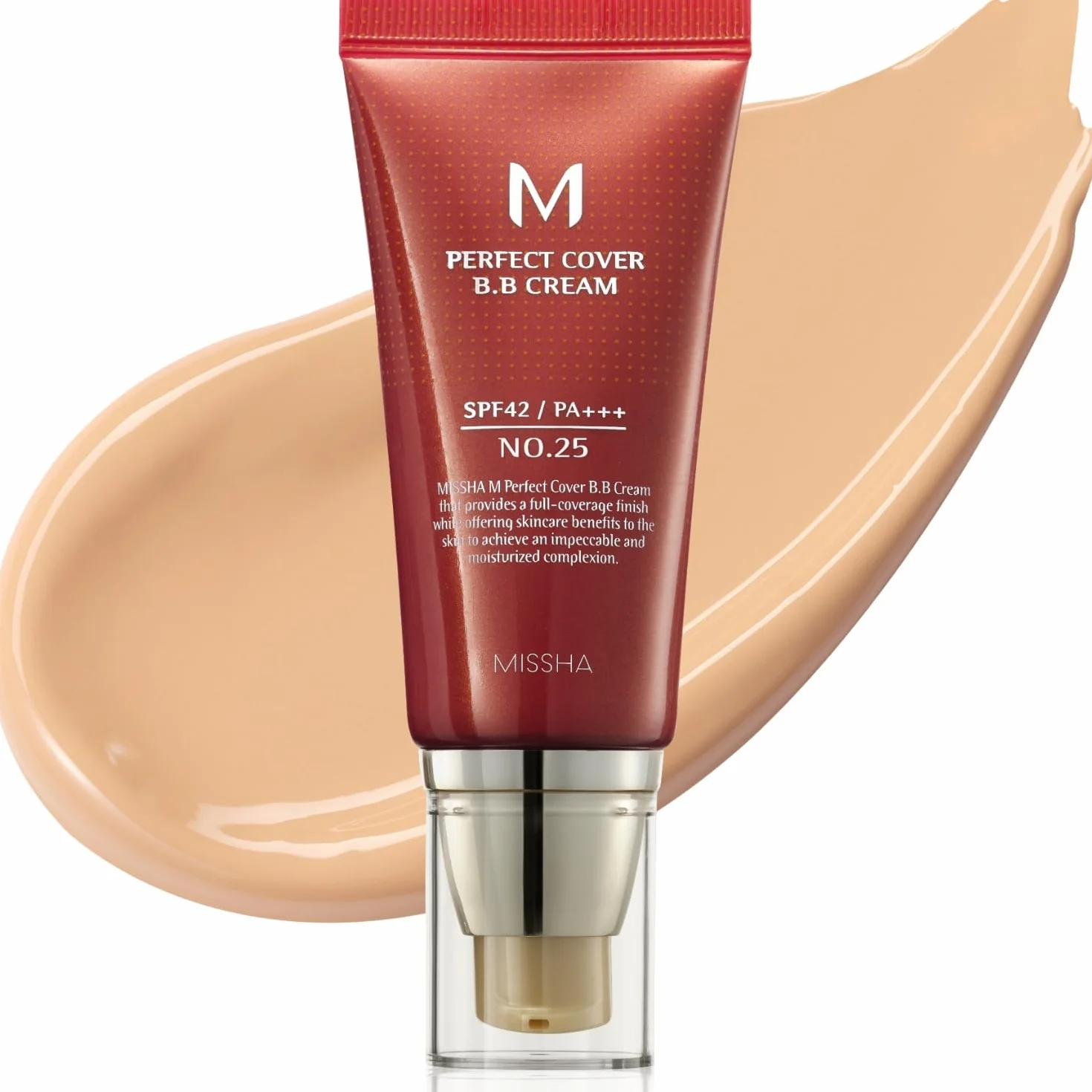 MISSHA M Perfect Cover BB Cream SPF42 PA+++ 50ml #25 Warm Beige – Copertura Media-Alta, Idratazione, Protezione Solare, Finish Naturale, Pelle Radiosa