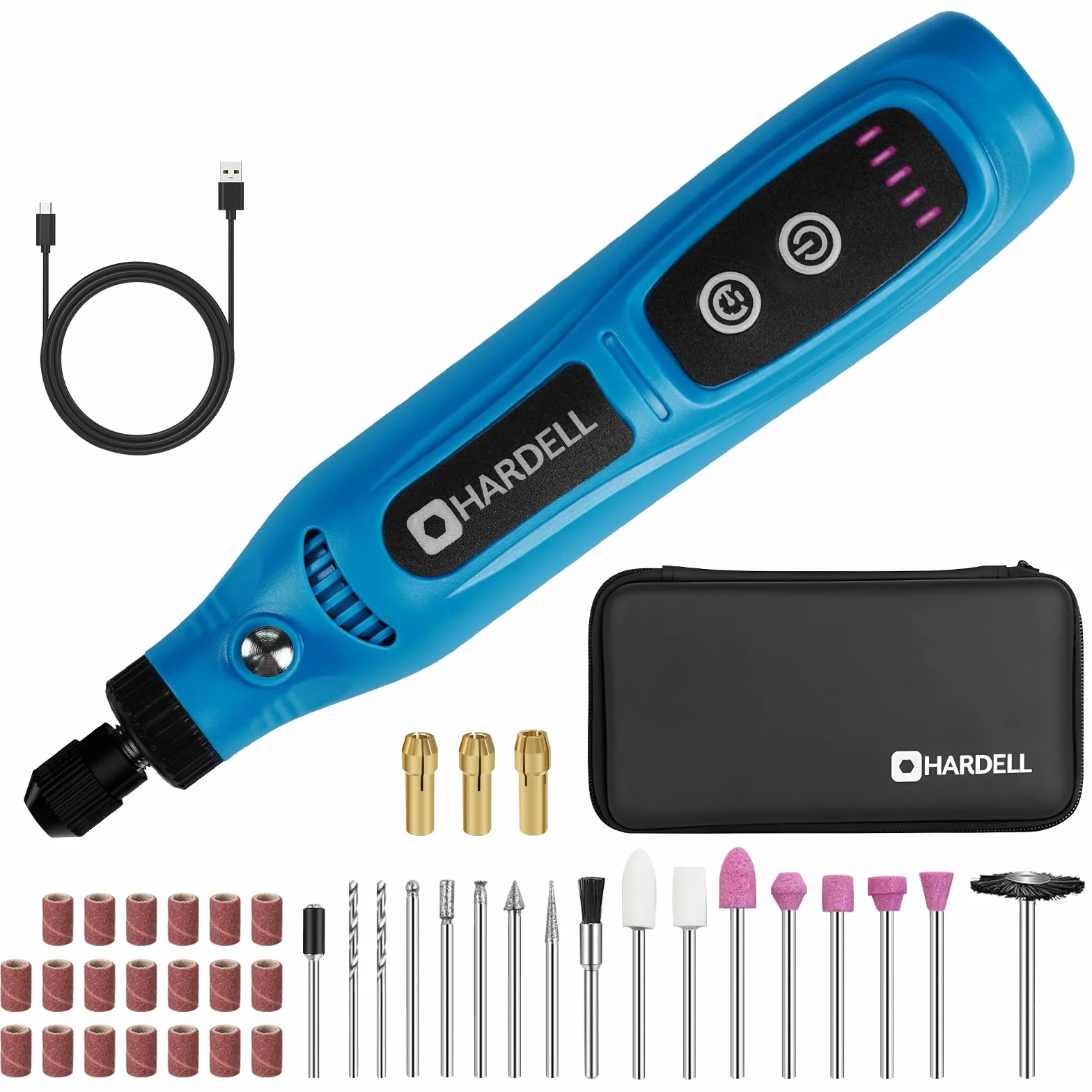 HARDELL Mini Trapano Elettrico 5 Velocità Regolabile Utensili Rotanti Multifunzione 43 Accessori