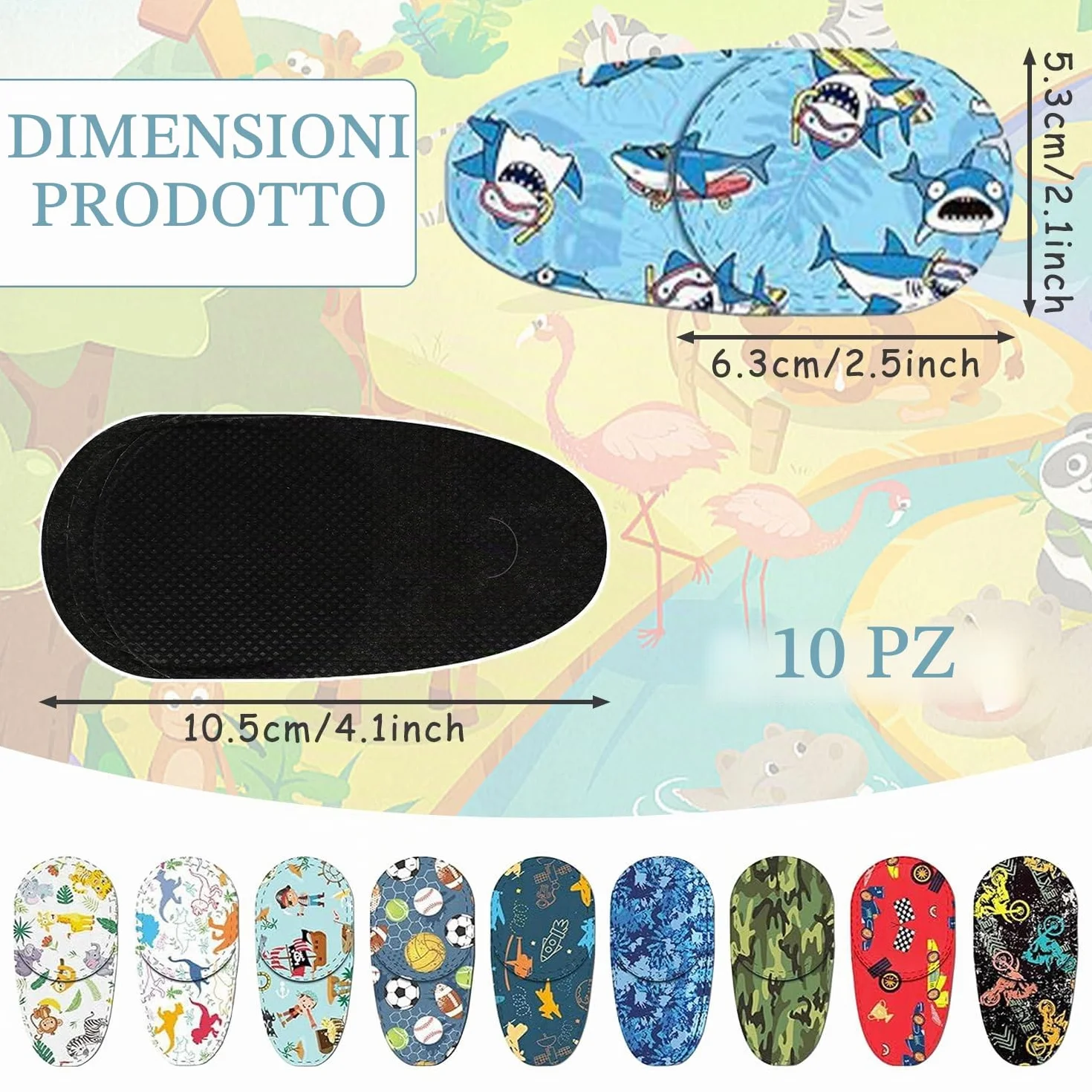 10 Pezzi Bende Oculari, Eye Patch Coprente per Occhio Pigro Ambliopia, Cartoon Eyepatch per Gli Occhiali Trattare Occhio Pigro Amblyopia Strabismus per Gli Occhi Sinistro e Destro