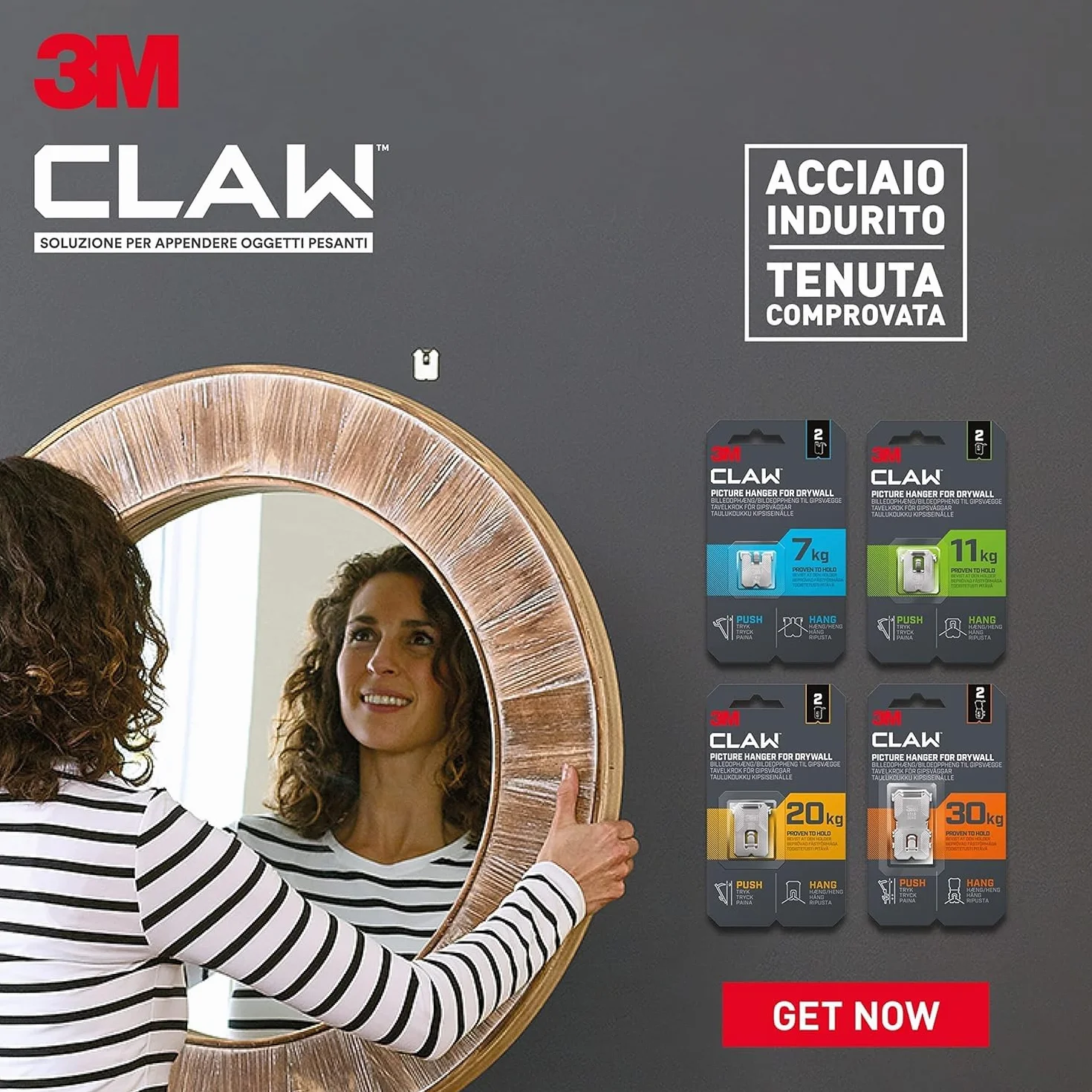 3M CLAW Ganci per Cartongesso, Confezione da 6 - Sostiene fino a 20 kg