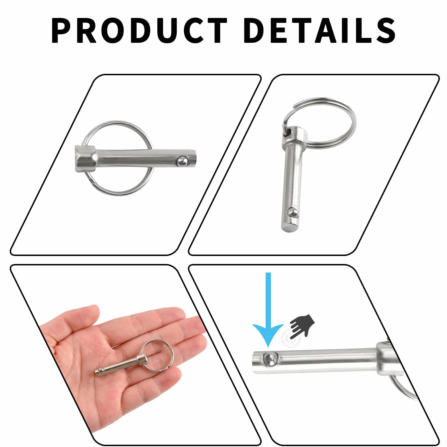 INCREWAY Pin a sgancio rapido 6 pezzi Hardware acciaio al carbonio Bimini Top Marine Dia 6mm Lunghezza 32mm