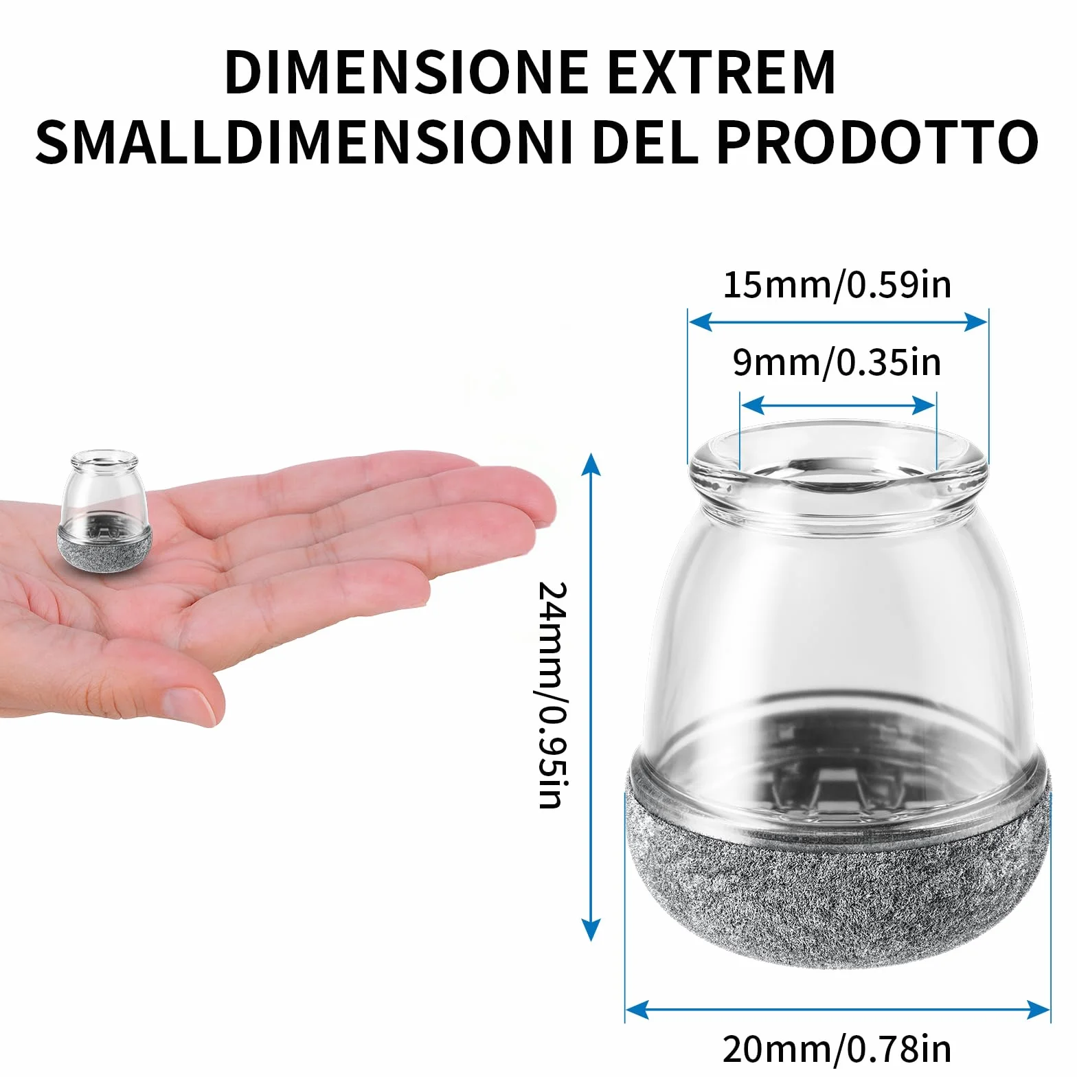 Ezprotekt nakładki na nogi krzeseł przezroczyste 10-15mm 16 szt.