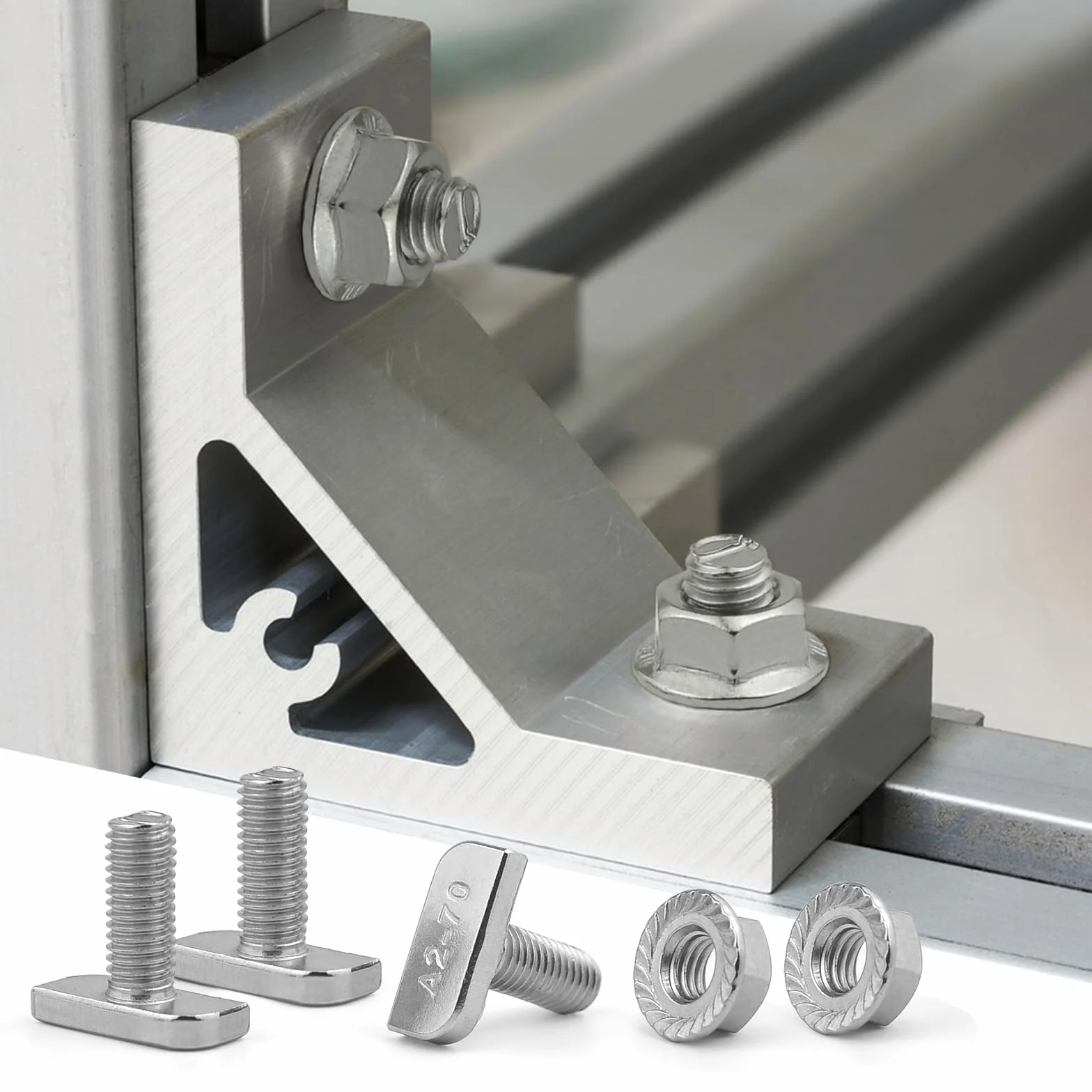 Viti a Testa Martello M8 x 20 mm T Bolt Bullone con Dadi a Flangia M8 per Moduli in PVC, Profilo Alluminio Fotovoltaico