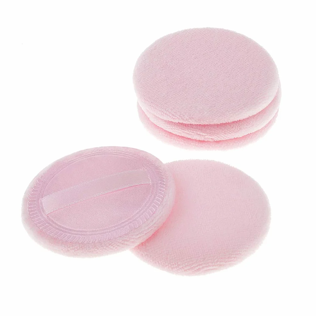 5 spugnette per cipria, applicatore rotondo in cotone, per cipria e fondotinta, 8 cm (rosa)