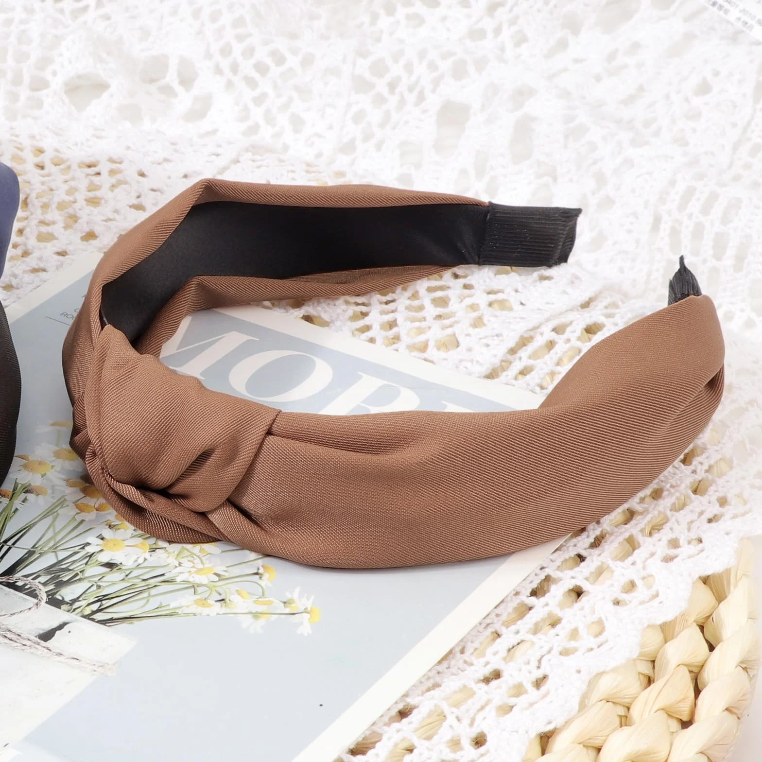 DRESHOW 4 Pezzi Fasce per Donna e Ragazze Annodato Plastica Fasce per Capelli Moda Boho Larghe Accessori per Capelli Antiscivolo