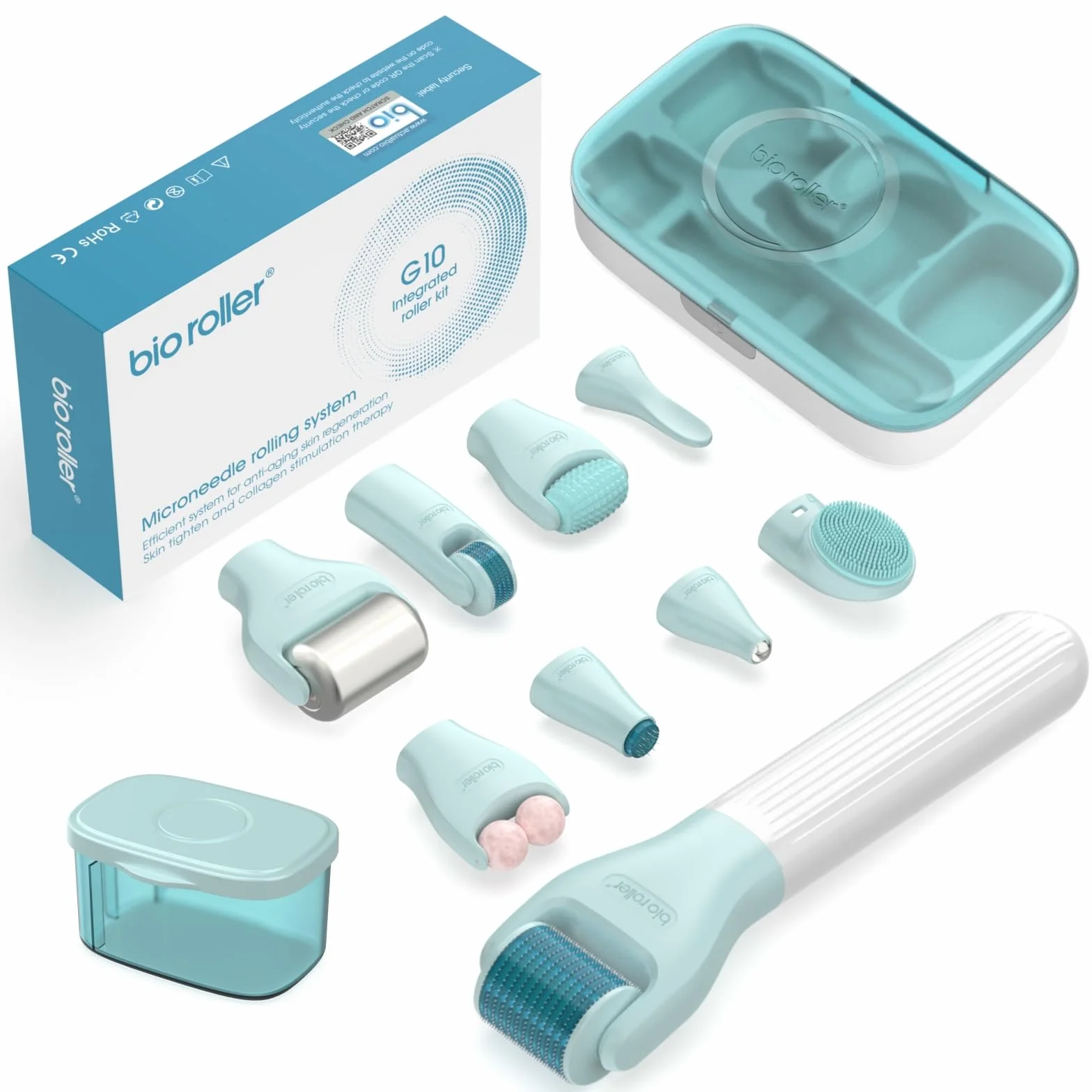 Derma Roller 1,5 mm/1,0 mm/0,5 mm, Kit Microneedling 10 in 1 per cura della pelle/massaggio/pulizia, Beard Roller 720 Ago di Titanio, Rullo a Microneedling per rughe, smagliature e cicatrici