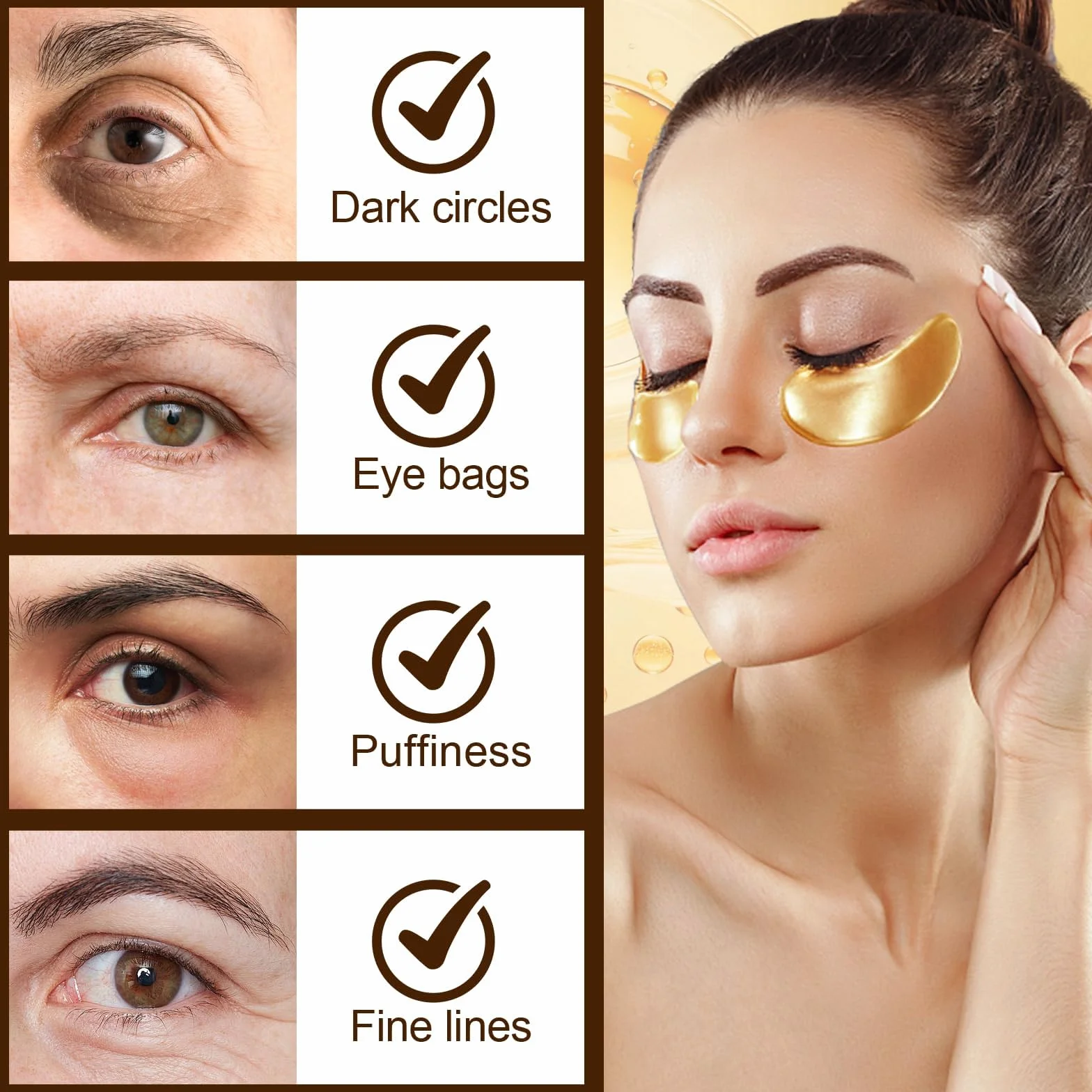 60 Pcs Patch Occhi 24k Gold, Maschera Occhi Collagene, Combattente Occhiaie Scure E Borse Sotto Gli Occhi, Idratante E Lenitiva Per Occhi Gonfi, Effetto Idratante E Antietà, Unisex