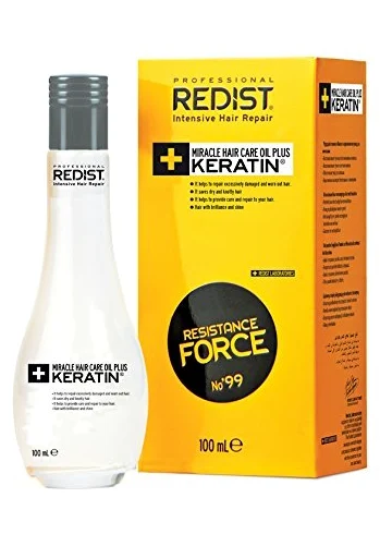 REDIST Olio per capelli alla cheratina, 3 x 100 ml, per il trattamento anti-crespo, per capelli secchi, fragili e danneggiati, per la cura dei capelli, cheratina, olio per capelli alla cheratina,