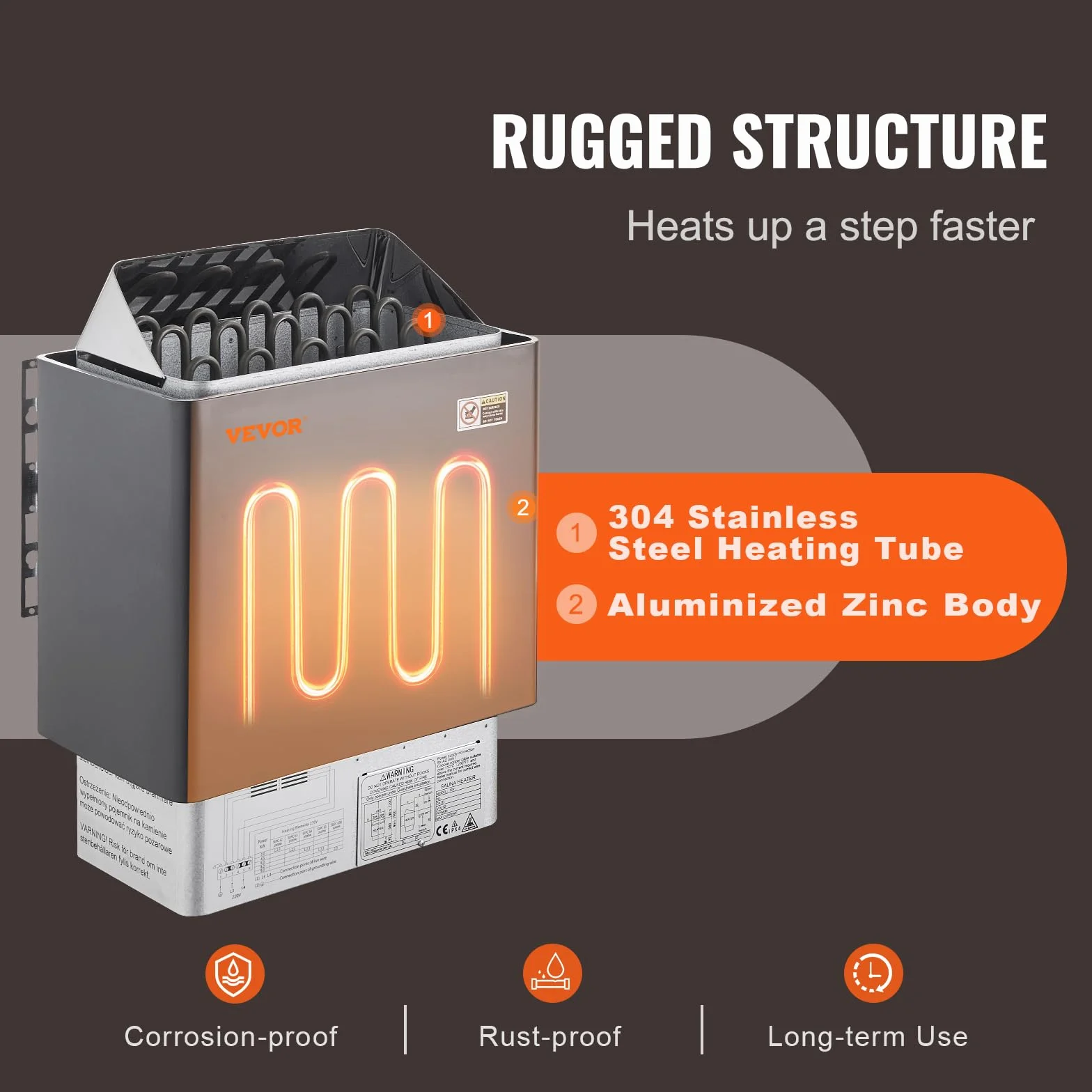 VEVOR Stufa Elettrica per Sauna 8 kW 400 V 3 N Riscaldatore Portatile con Timer 3 Ore e Regolatore Digitale 8-12 m³