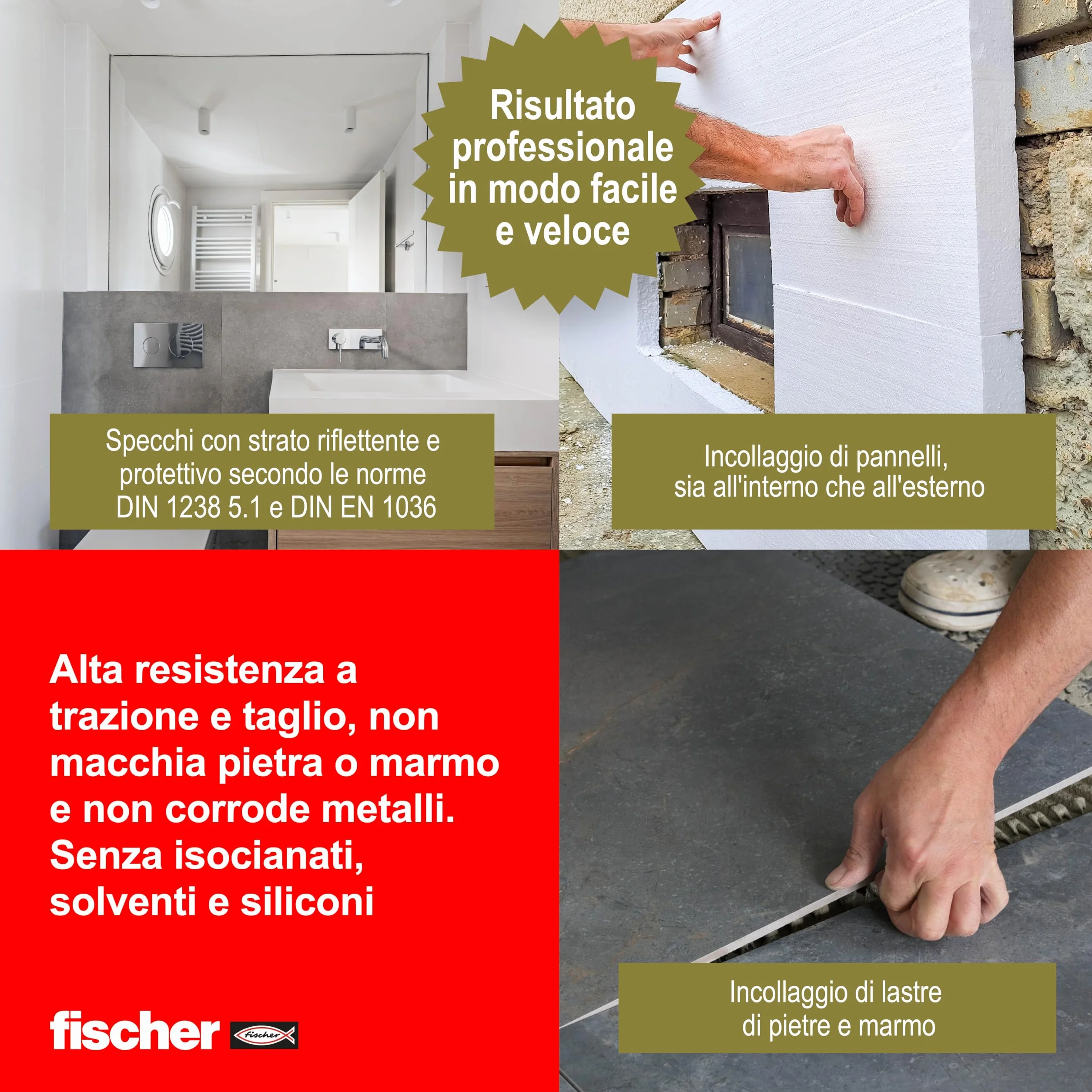 Fischer KD High Tack Sigillante Adesivo ad Altissima Presa Iniziale Bianco