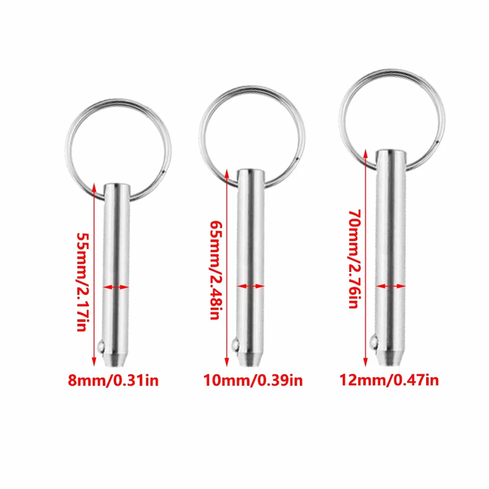 Perni a sgancio rapido in acciaio inox con sfera a molla 10 x 65 mm per accessori barche