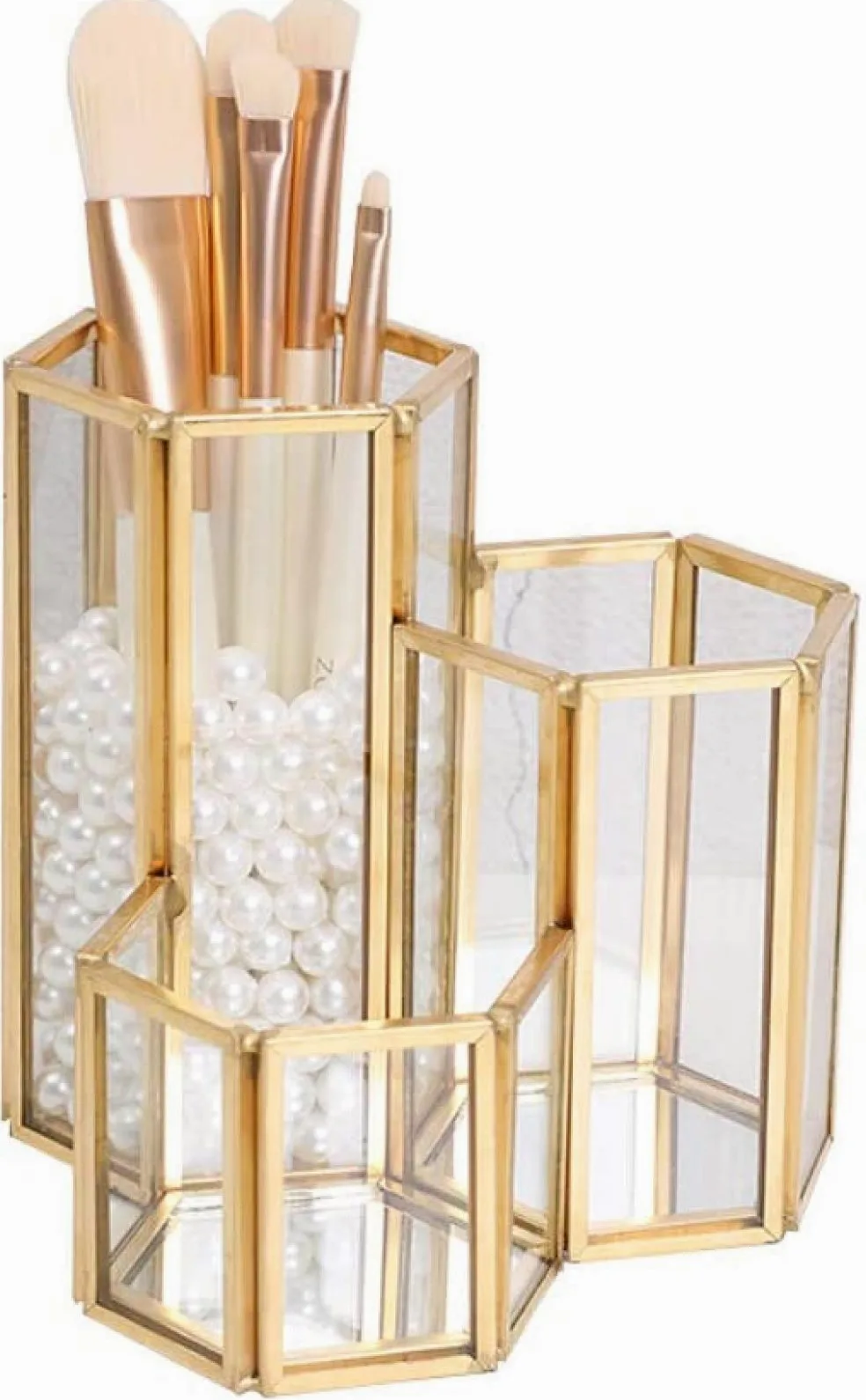 Organizer Per Cosmetici Porta Pennelli Per Trucco In Vetro Portaoggetti Per Trucco Trasparente, Portaoggetti Per Gioielli Per Profumo Porta Pennelli Per Strumento Di Bellezza Per Unghie, Scatola Per C