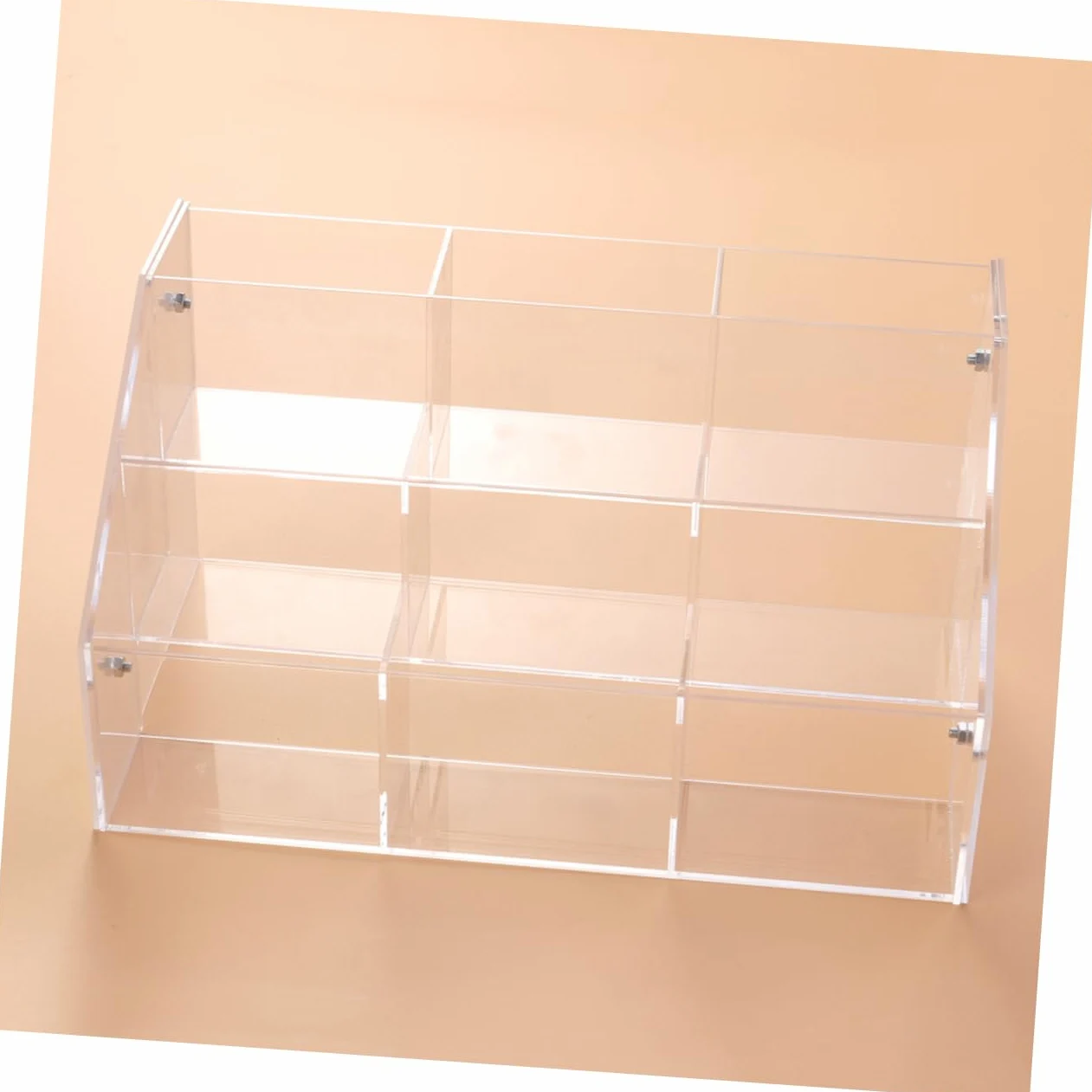 Organizer Cosmetici in Acrilico a 3 Livelli 9 Scomparti | Espositore Trasparente, per Pennelli e Accessori, Uso Professionale e Decorativo