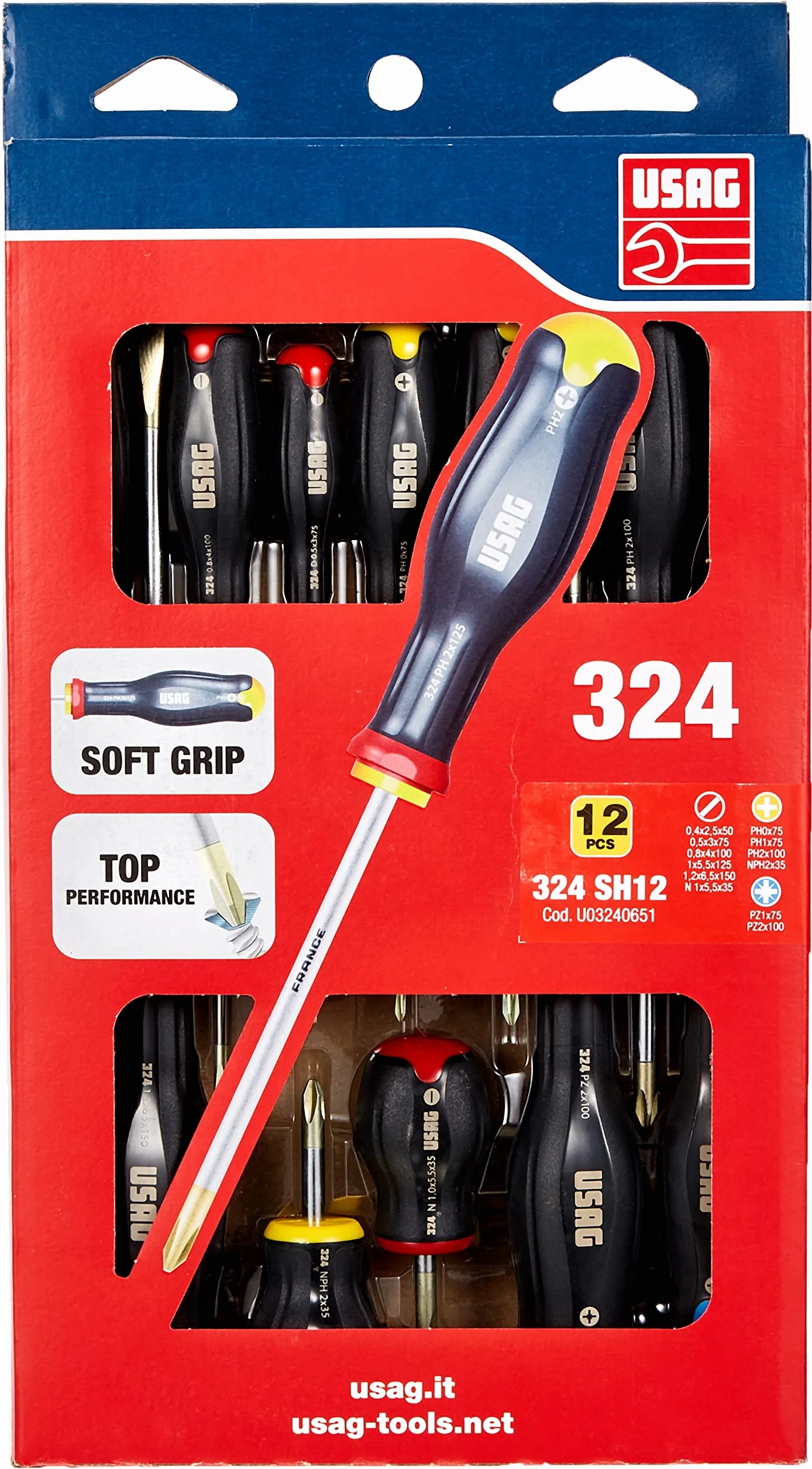 USAG Serie 12 giraviti a Taglio e Croce, Nero