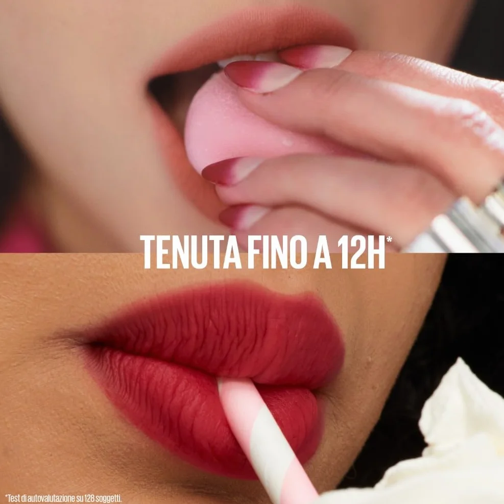 Maybelline New York Teddy Tint, Tinta Labbra A Lunga Tenuta, Effetto Matte Vellutato, Tenuta 12H, Formula Stratificabile, Superstay, Tonalità: Kneehigh 55, 5 ml