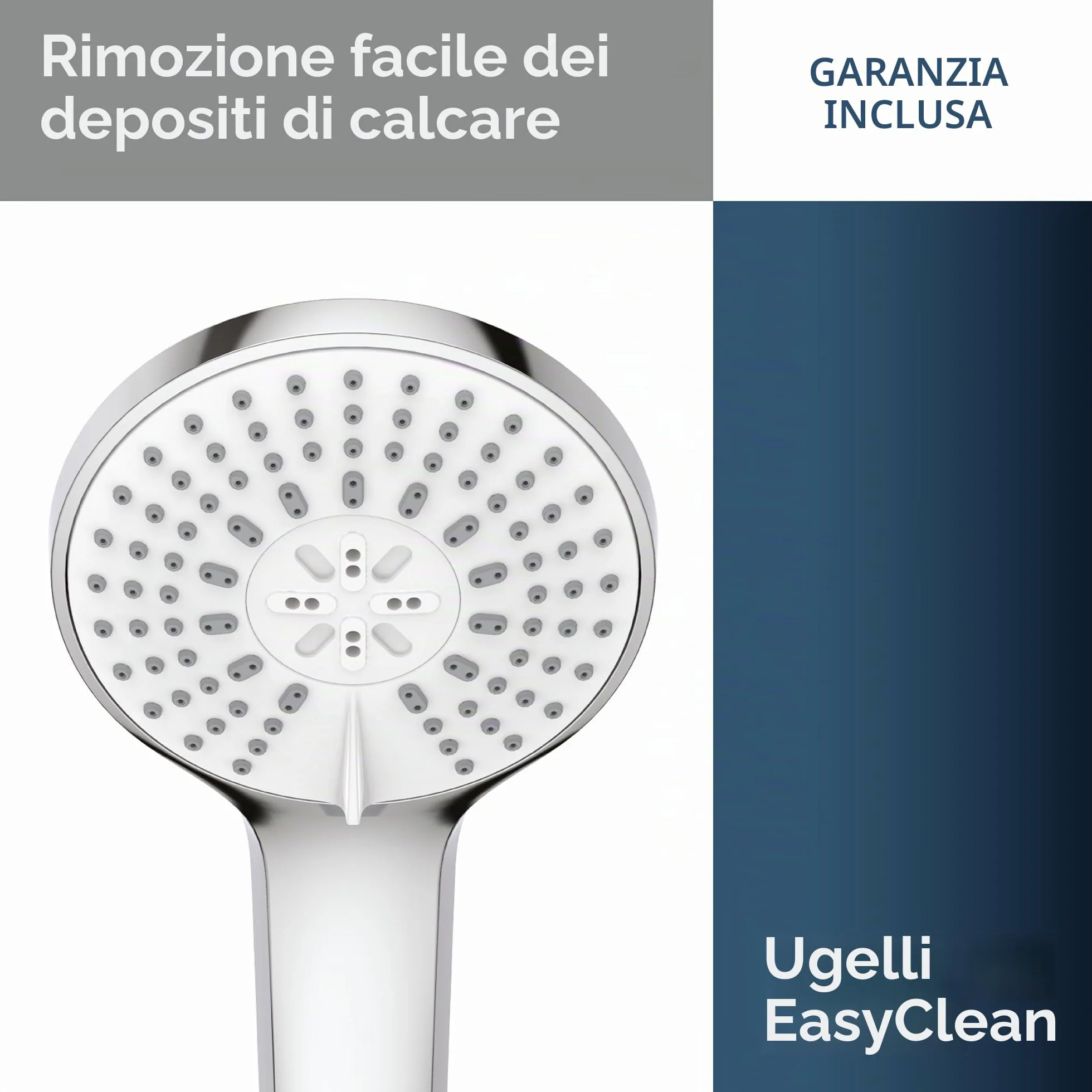 Ideal Standard Idealrain Doccia Multifunzione Soffione Doccia a Risparmio Idrico 3 Tipi Getto Cromato Ø 10 cm