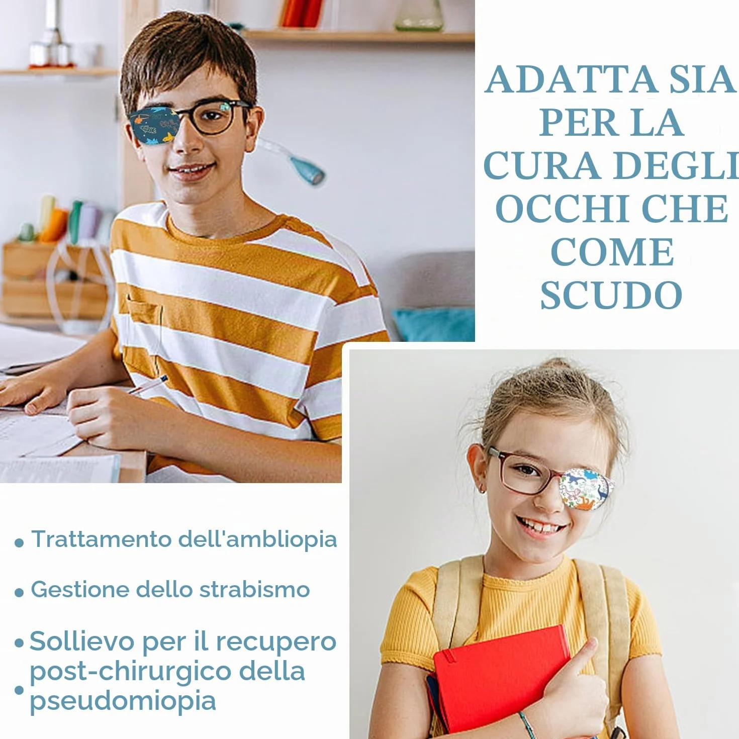 10 Pezzi Bende Oculari, Eye Patch Coprente per Occhio Pigro Ambliopia, Cartoon Eyepatch per Gli Occhiali Trattare Occhio Pigro Amblyopia Strabismus per Gli Occhi Sinistro e Destro