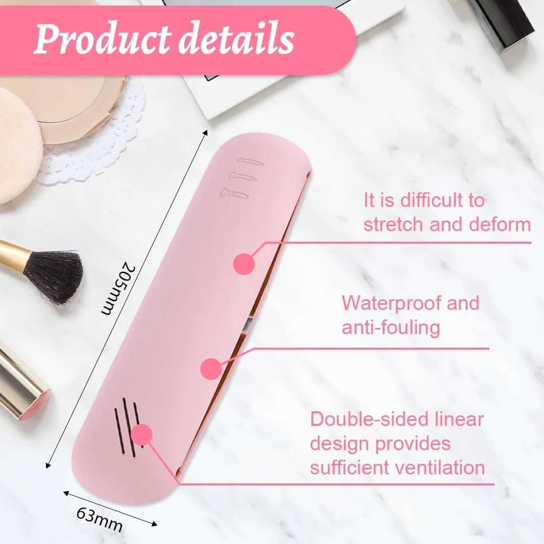 2 Pcs Borsa Per Trucco Portatile Con Porta Cipria, Porta Pennelli Make Up Da Viaggio, Porta Pennelli Trucco, Custodia In Silicone Per Pennelli Da Trucco Da Viaggio Con Chiusura Magnetica