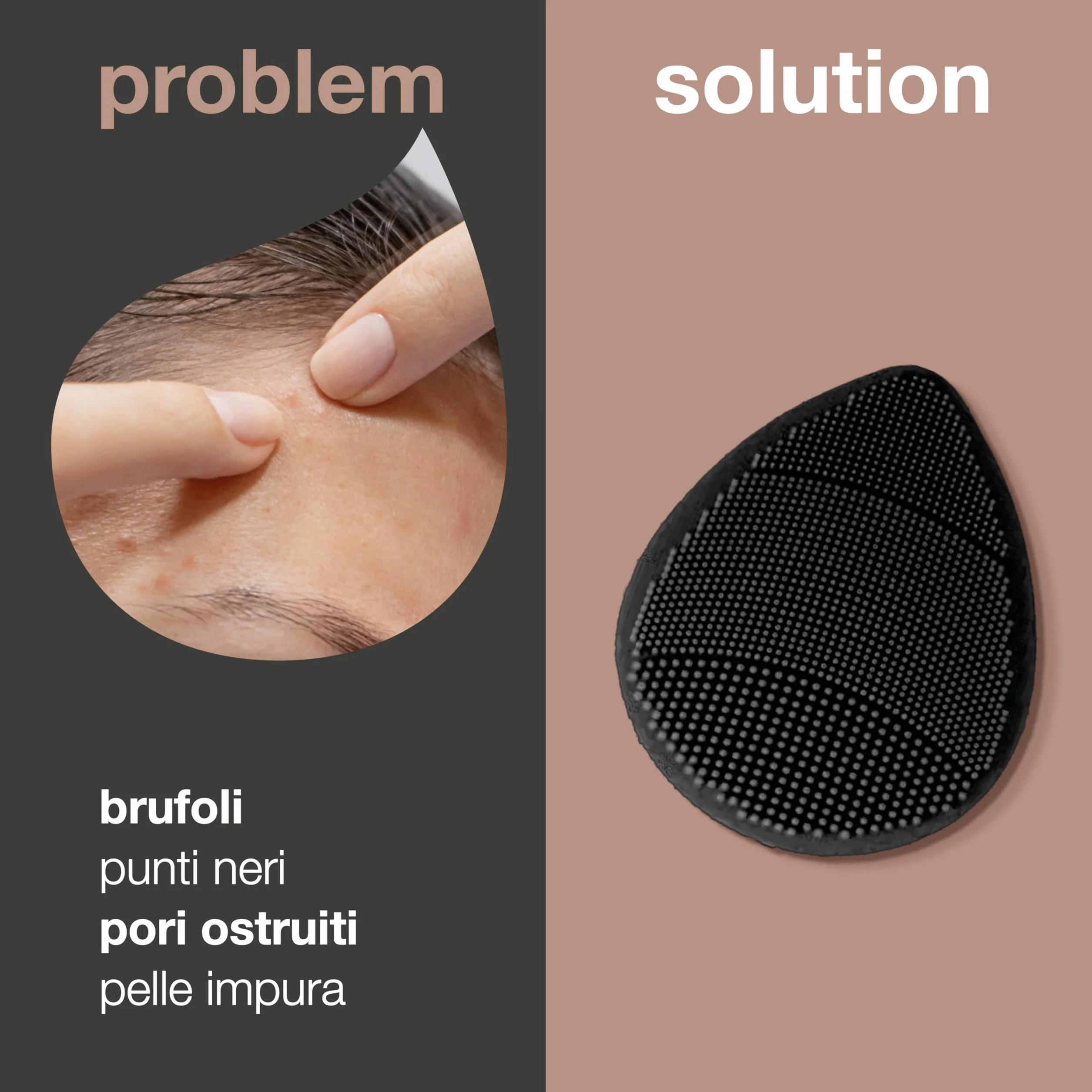 Spazzola in Silicone per Pulizia Viso ed Esfoliazione - Scrubber Quotidiano per Pelle Luminosa e Pulita | Riduce Imperfezioni, Punti Neri, Brufoli | Massaggio Delicato e Pulizia Profonda dei Pori
