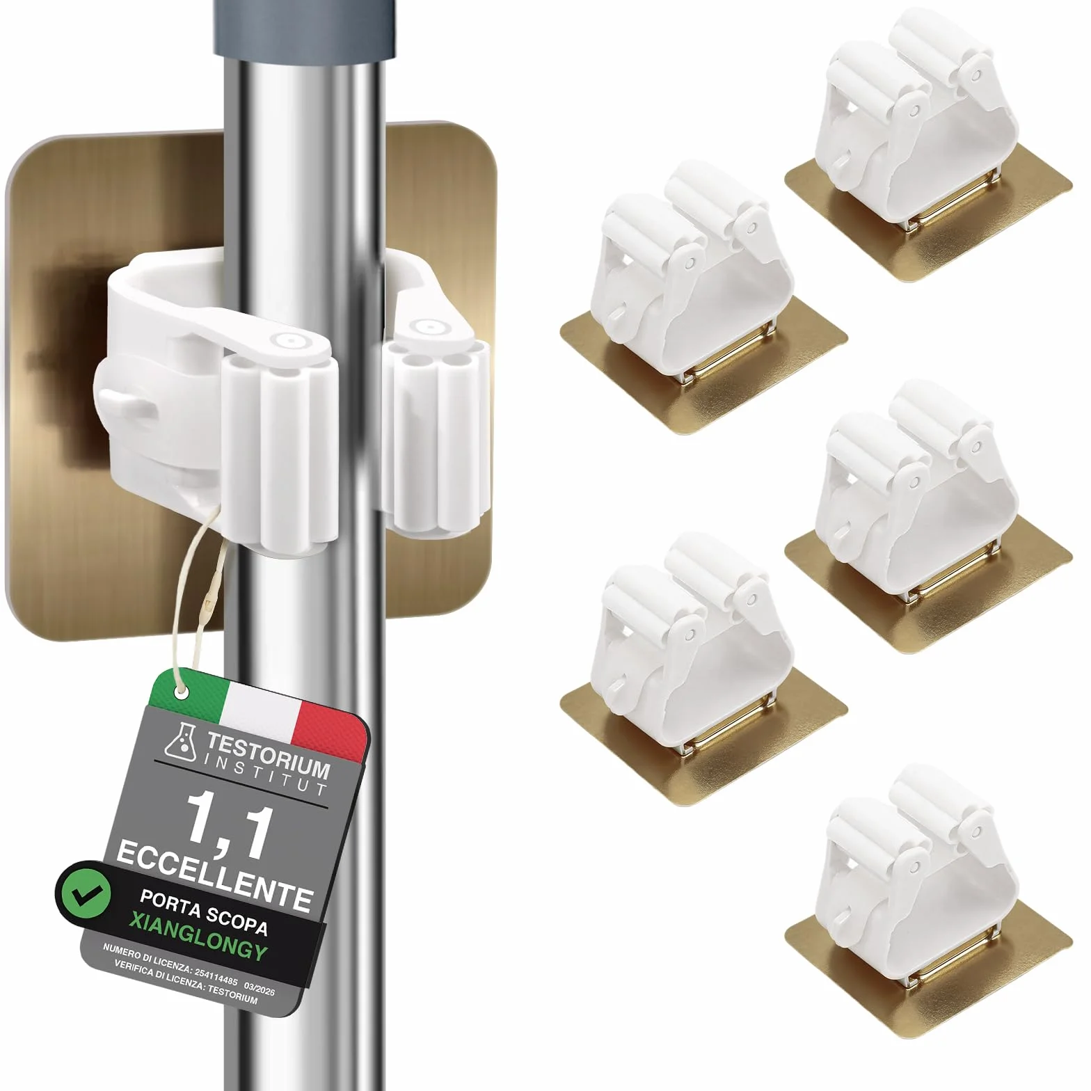XIANGLONGY 6 Pezzi Porta Scope Parete Adesivo, Senza Forare per Cucina, Bagno, Garage