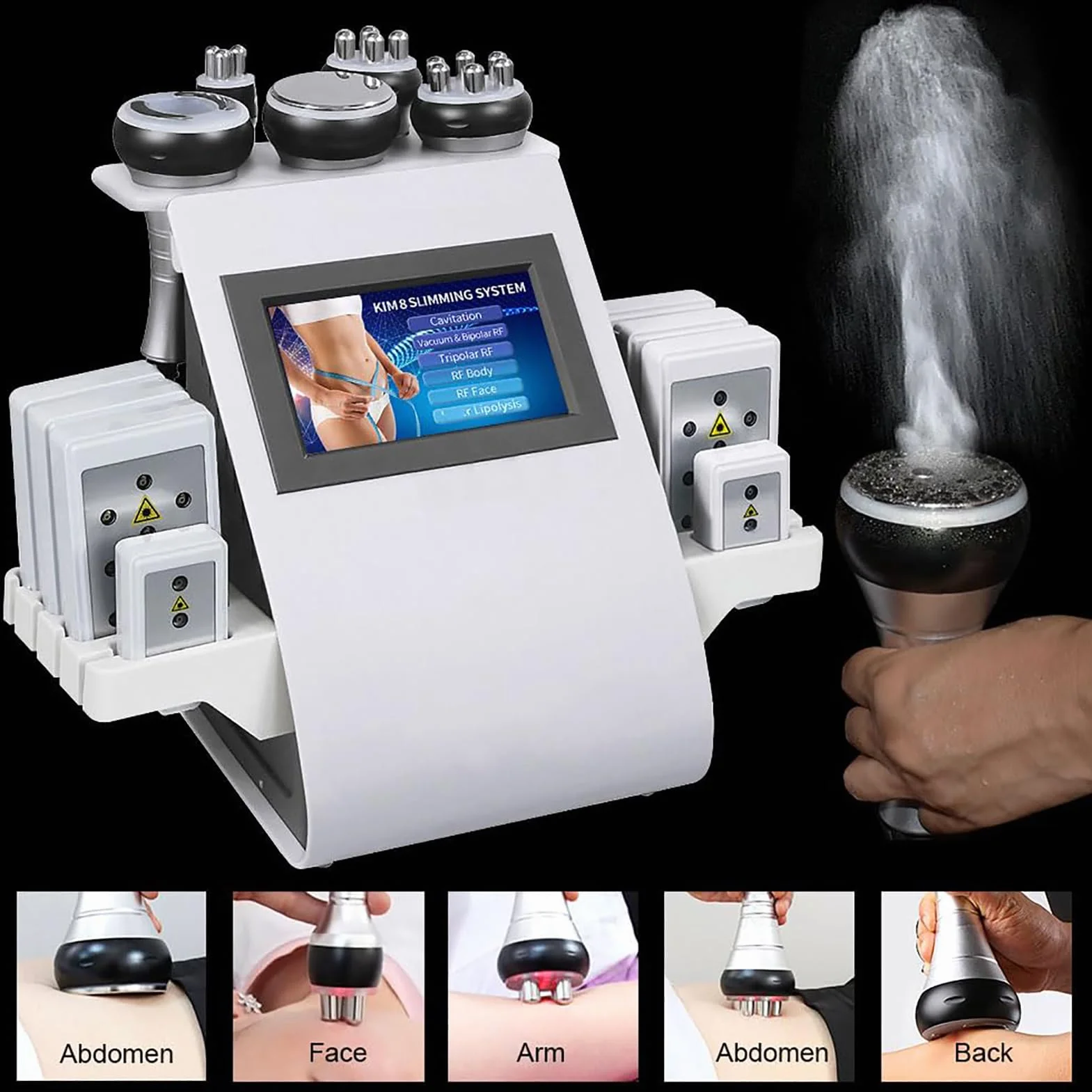 6 In 1 Anticellulite Macchinario radiofrequenza professionale viso,attrezzatura professionale di bellezza, macchina per scolpire il corpo, per pancia, tonificazione e tonificazione del corpo (Bianco)