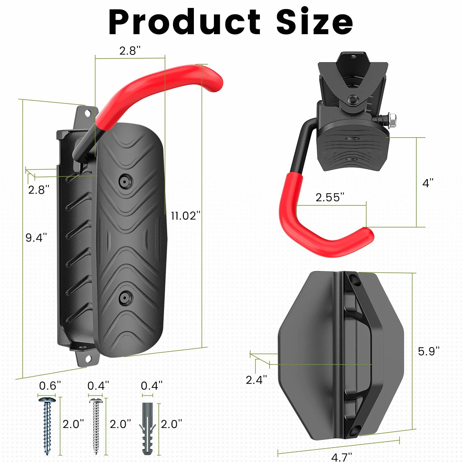 Housolution Supporto Girevole per Biciclette, Gancio da Parete Verticale, 66 Libbre, 2 Pezzi
