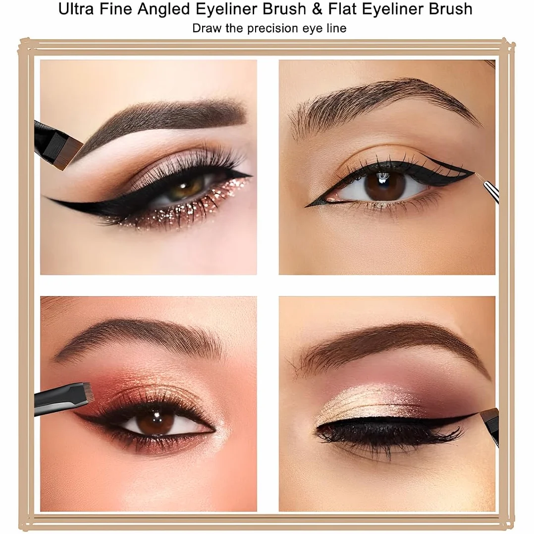 Set di 6 Pennelli per Eyeliner Professionali Pennello Angolato per Sopracciglia Pennello a Punta Sottile per Eyeliner Ombretto Correttore Perfetto per Principianti