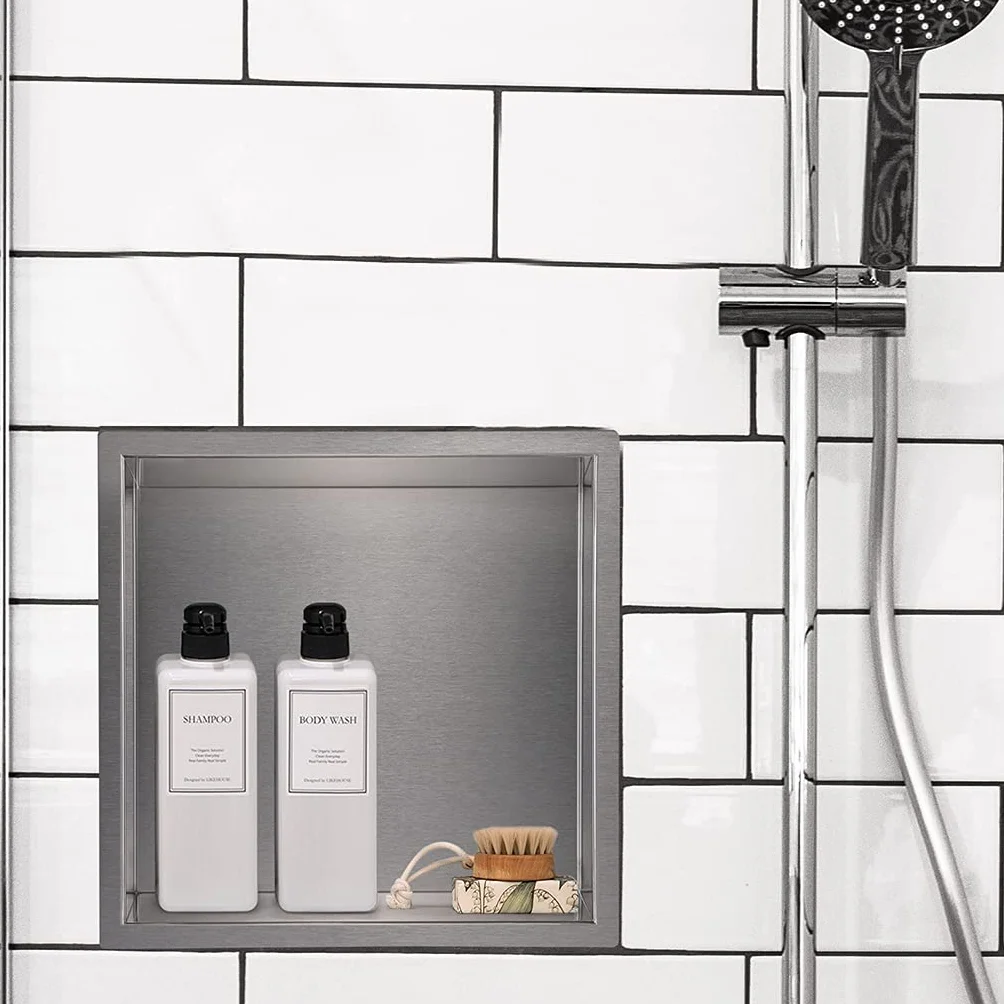 Skelang Mensola da doccia a incasso in acciaio inox 30 x 30 cm per bagno