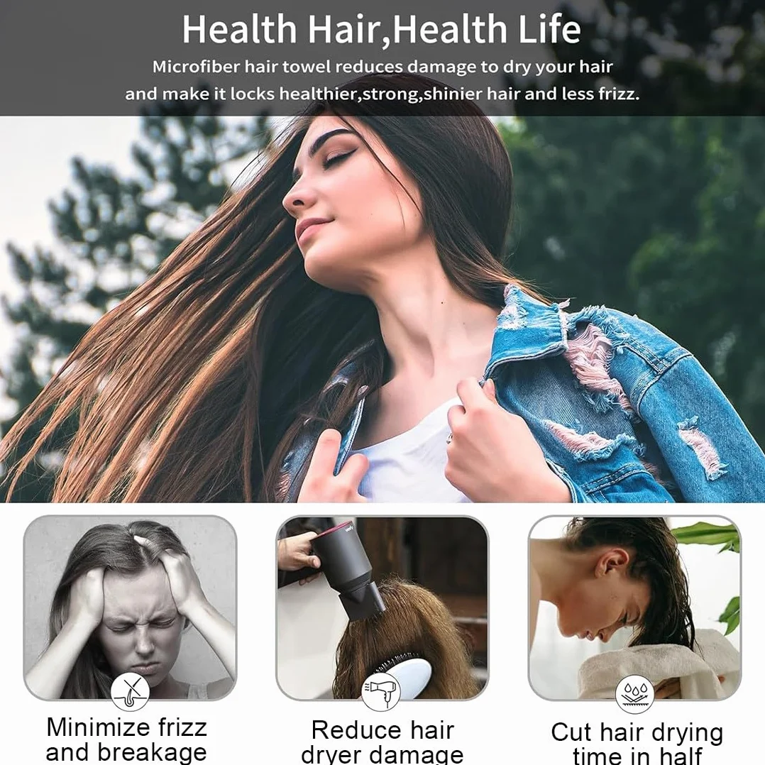 2 Pezzi Asciugamano per Capelli Turbante, Asciugamani per Capelli in Microfibra, Cappuccio per Capelli Secchi Super Assorbente, per Donne, Adulti o Bambini, Ragazze