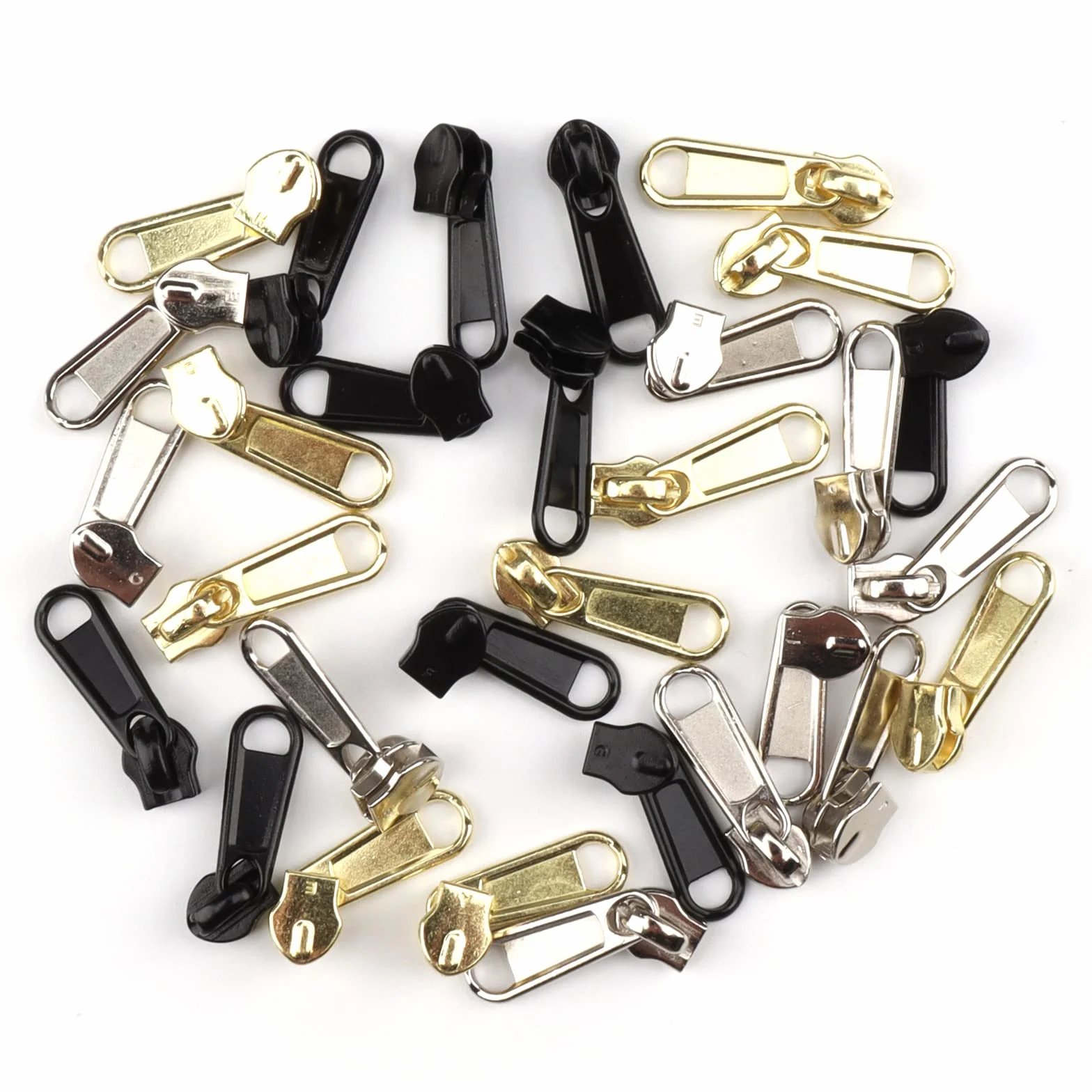 Cerniera Senza Fine 15 m 6 mm Beige Spirale + 30 Cerniere non Bloccabili Nero Oro Argento