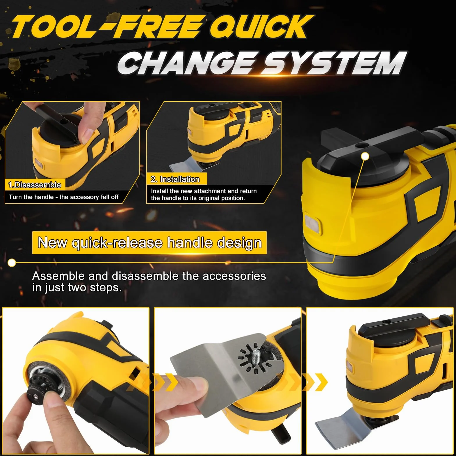 WingFly Multitool Oscillante Compatibile Dewalt 18V 20V 6 Velocità 10000-20000 OPM Senza Batteria
