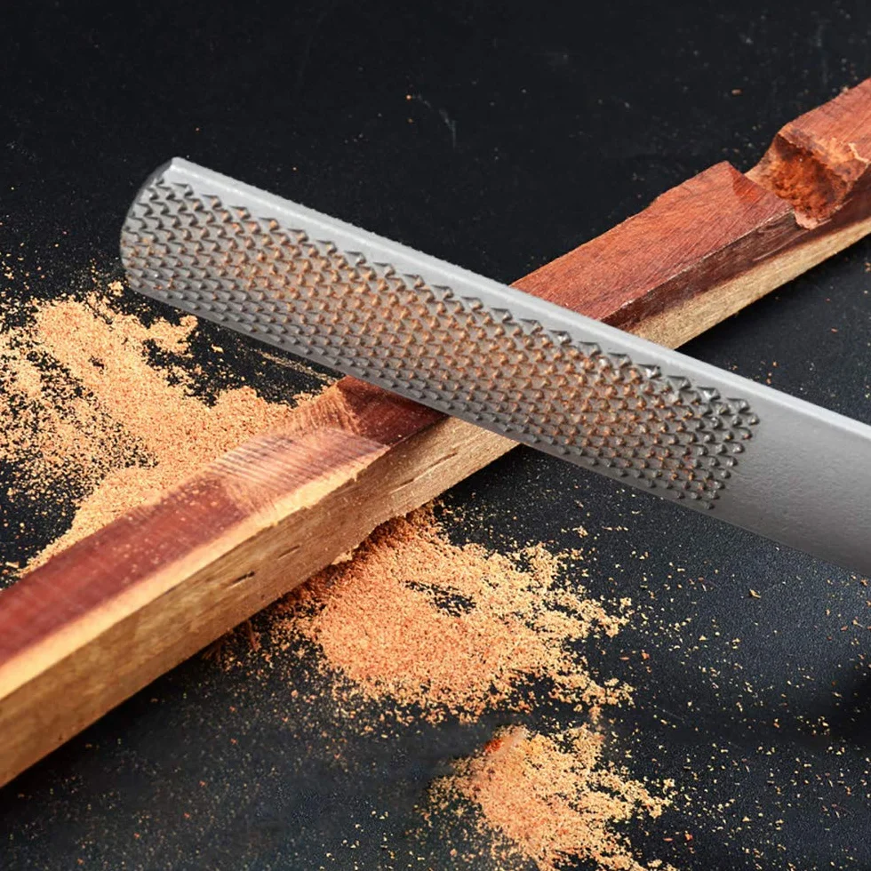 ANDGOO Lima per legno a 4 vie, raspa rotonda, lime piatte e ad ago, set di raspe per legno e metallo (2 pezzi)