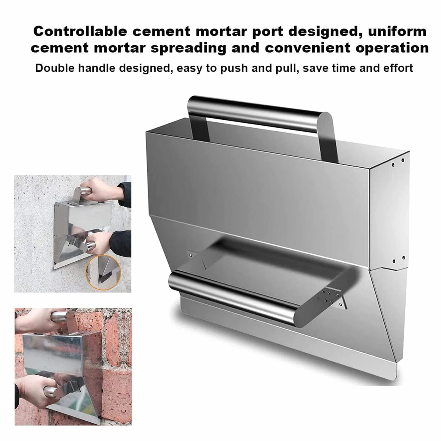 Cazzuola per Intonacare Cemento in Acciaio Inox Doppia Impugnatura