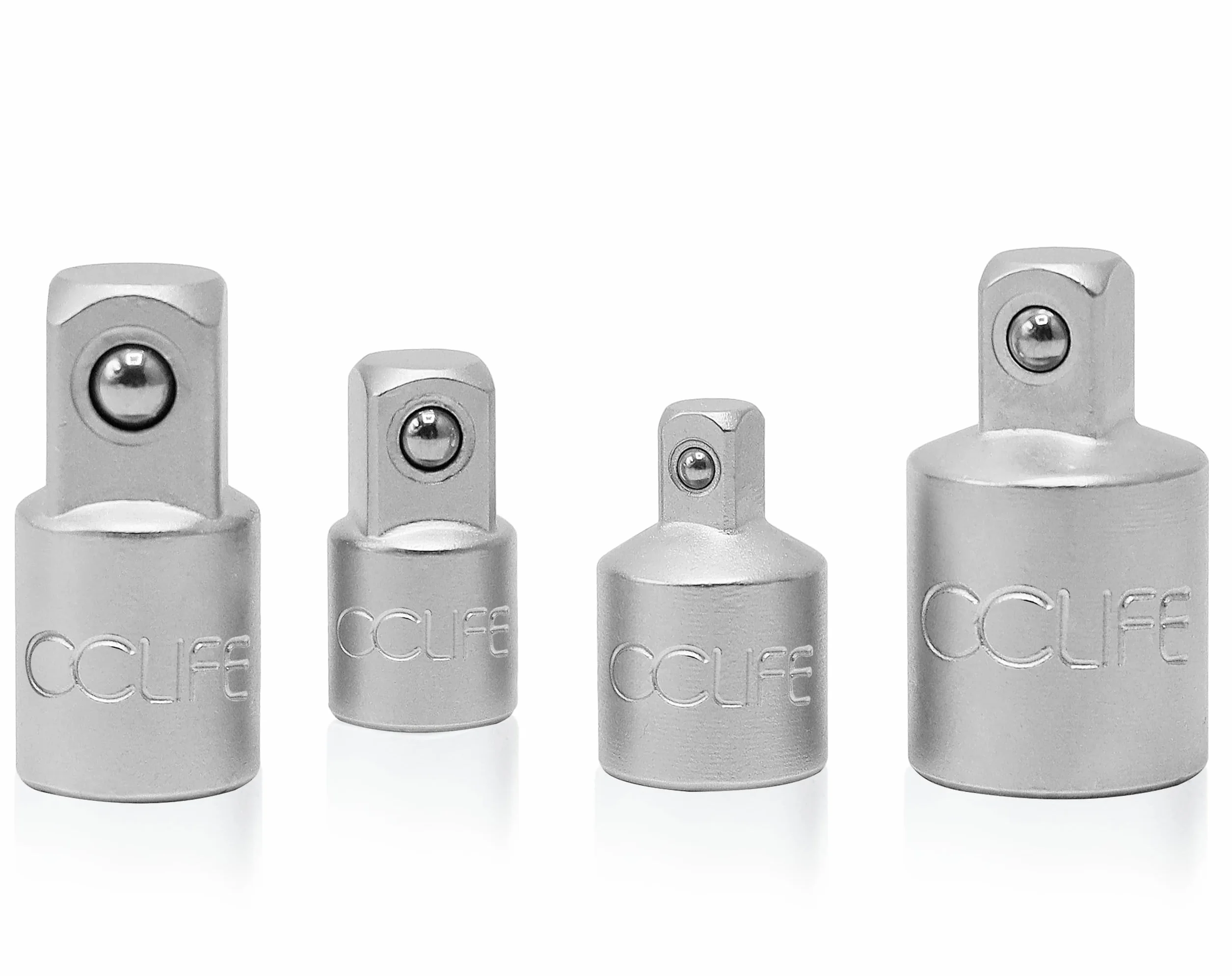 CCLIFE Set di Adattatori per Bussole 1/2" 3/8" 1/4" per Chiavi a Cricchetto o Dinamometrica 4 Pezzi