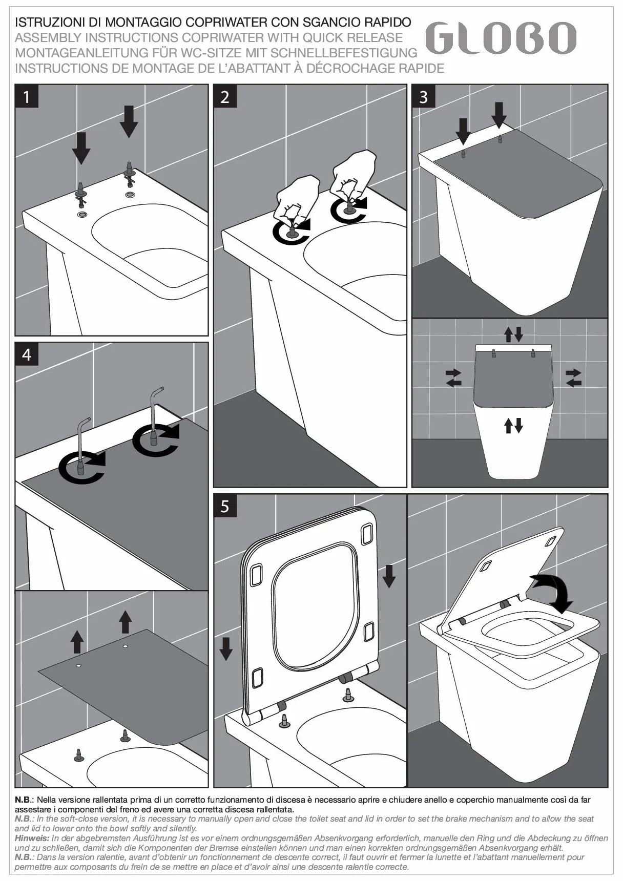 Coprivaso Ceramica Globo BOWL+ sedile termoindurente soft closed cerniere chiusura rallentata BP022.BI BPS03.BI