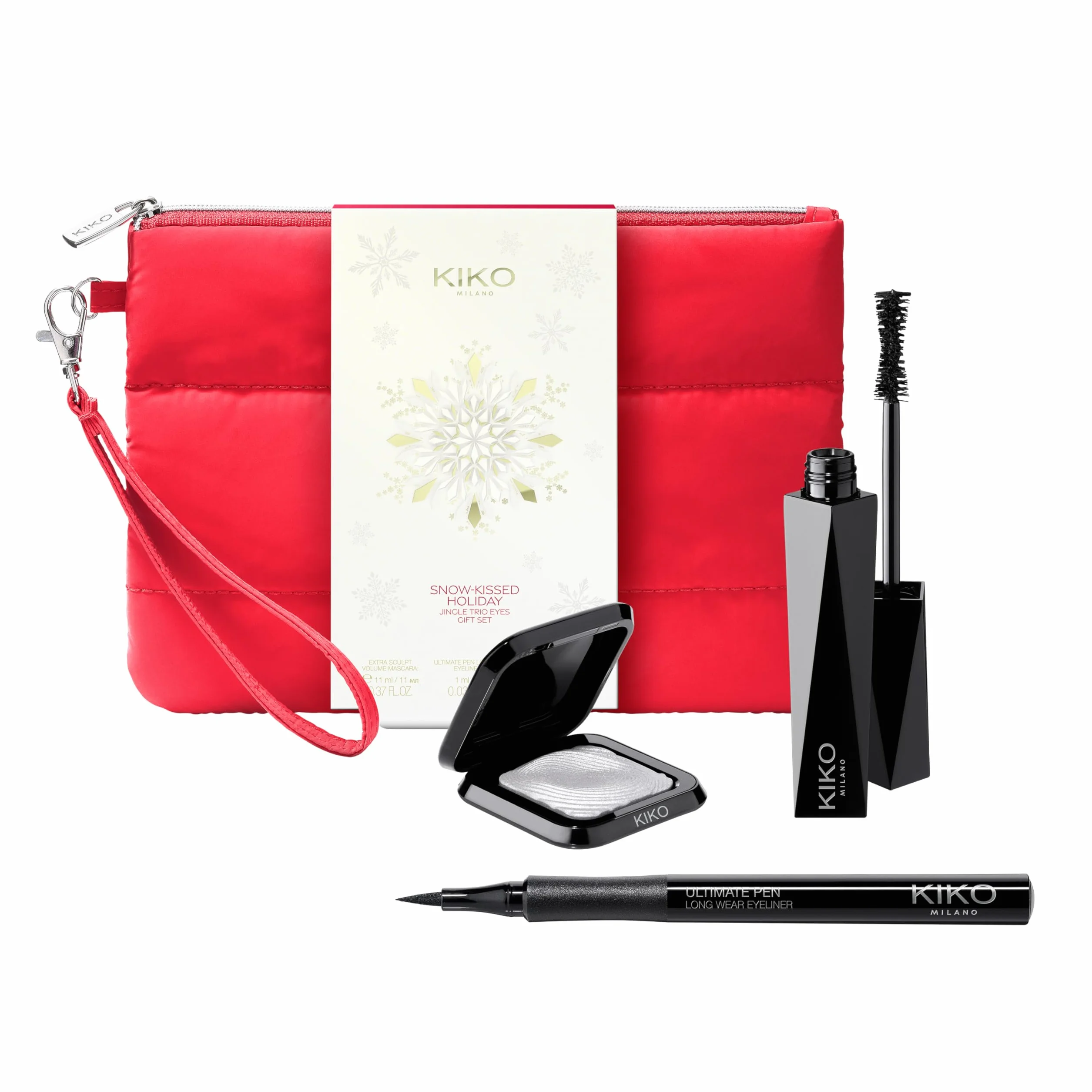 KIKO Milano Snow-Kissed Holiday Jingle Trio Eyes Gift Set, Gift Set Occhi: Mascara Effetto Volume, Eyeliner In Penna E Ombretto Metallico
