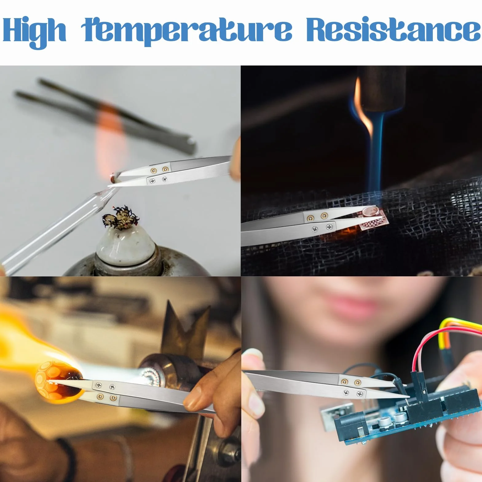 Pinzette in ceramica e acciaio inox, antistatiche, non conduttive, resistenti alle alte temperature, a punta fine per elettronica