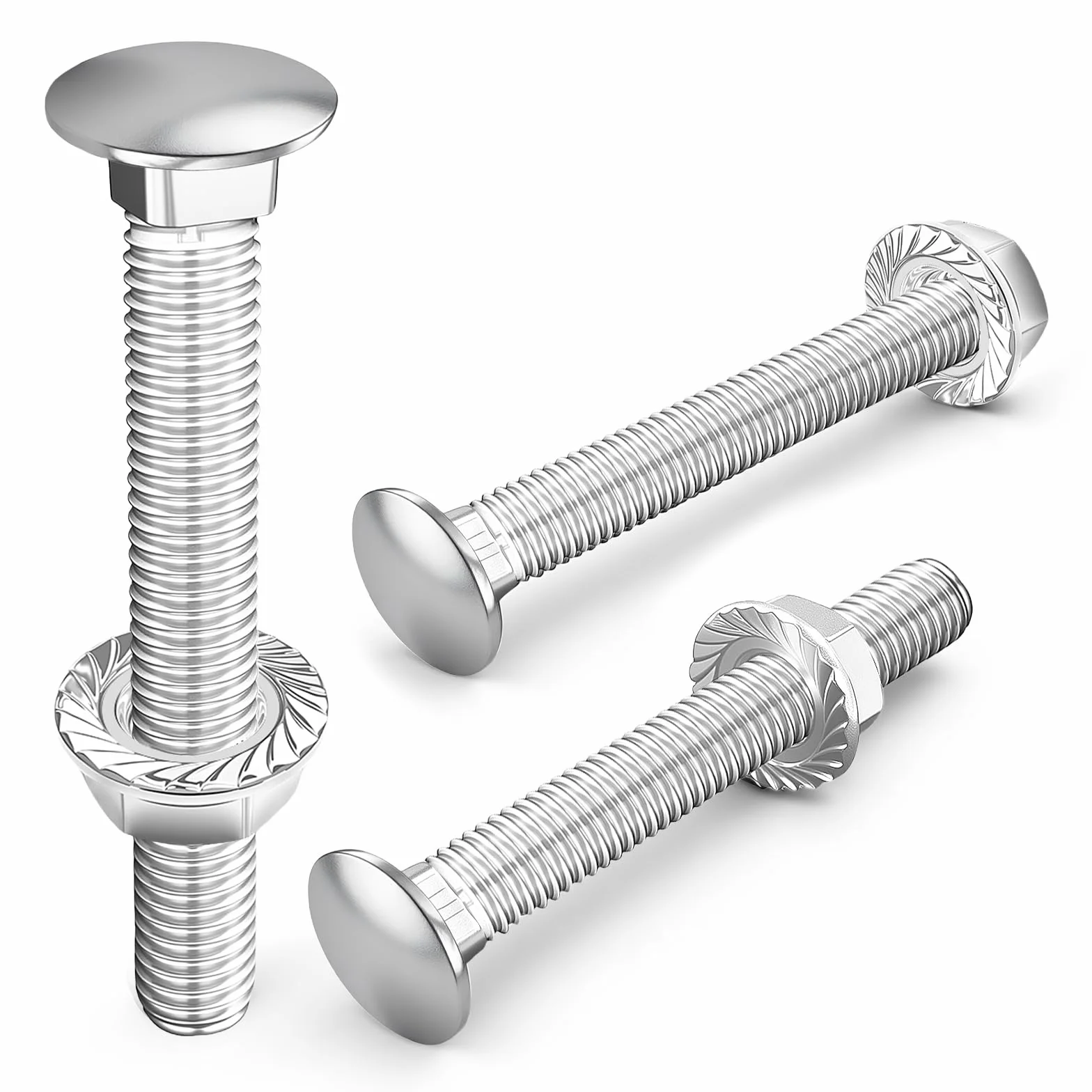 DIN 603 viti a testa tonda M6 x 80 mm zincate dadi flangiati acciaio inox