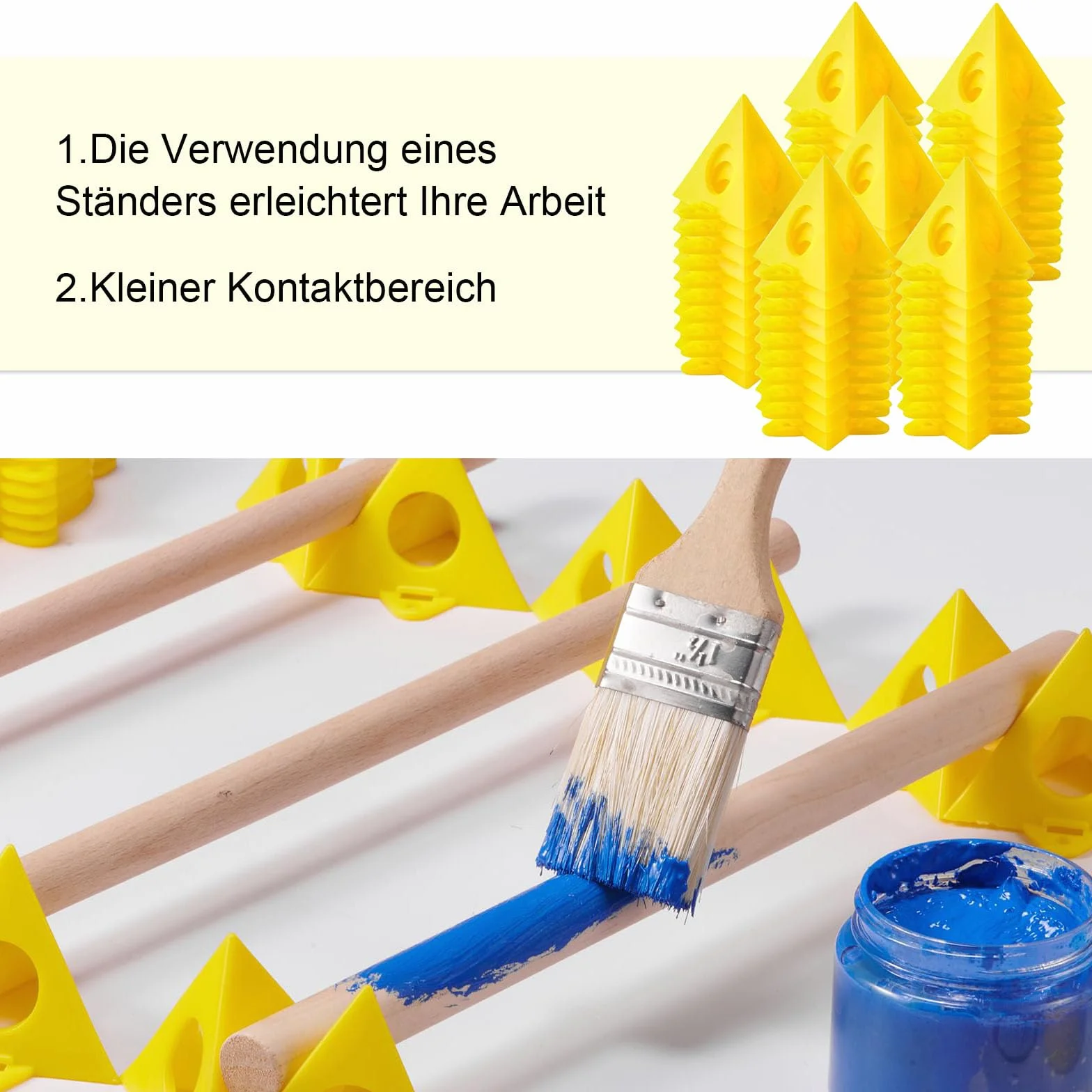 Supporti a Piramide 60 pezzi Pittura Piramidi Verniciatura Plastica Supporto per Progetti Dipinto Mobili Giallo