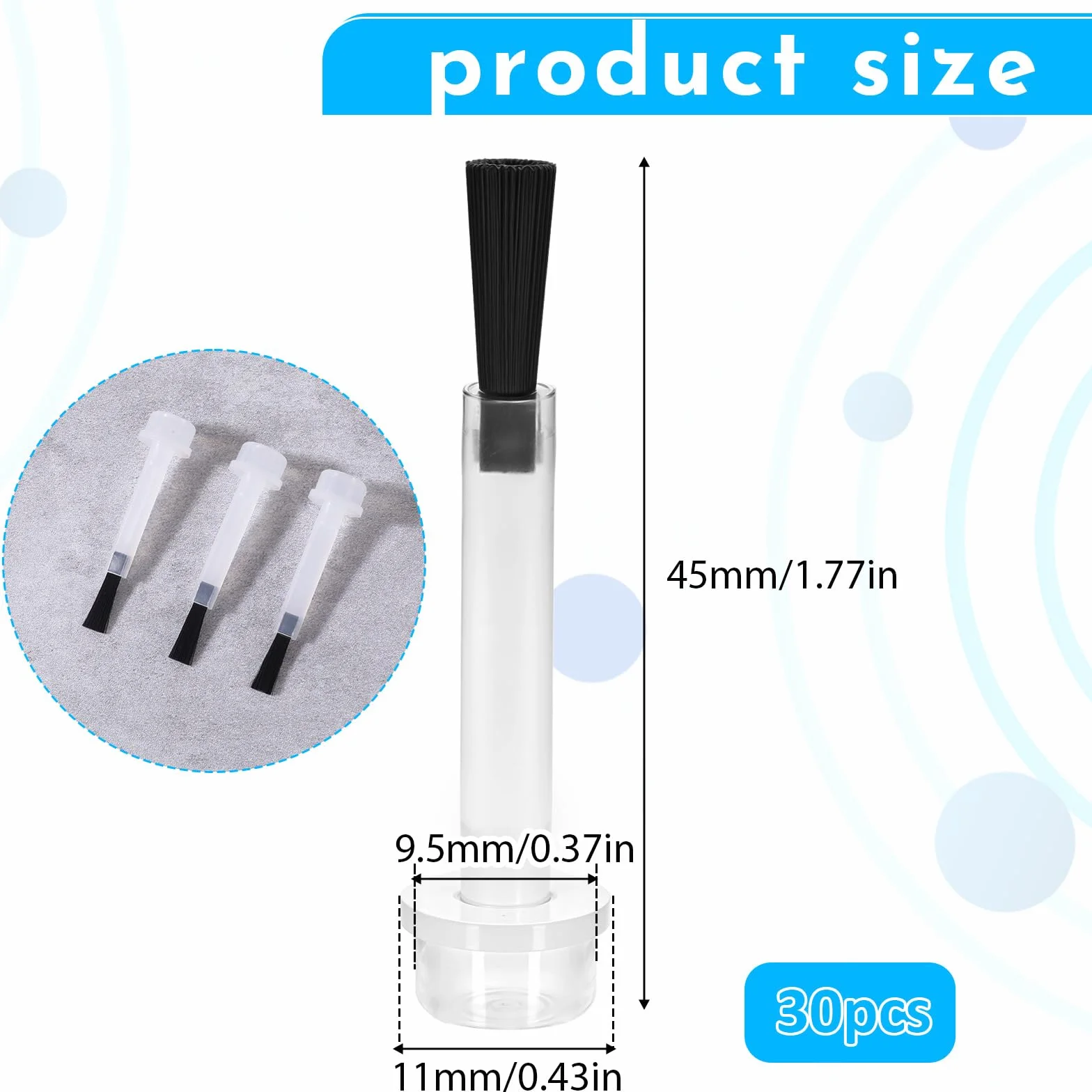 Piriuuo Set di 30 pennelli di ricambio per unghie, usa e getta, cipria, pennello di ricambio liquido, per manicure, set di pennelli di ricambio per unghie, setole sottili e morbide per unghie fai da