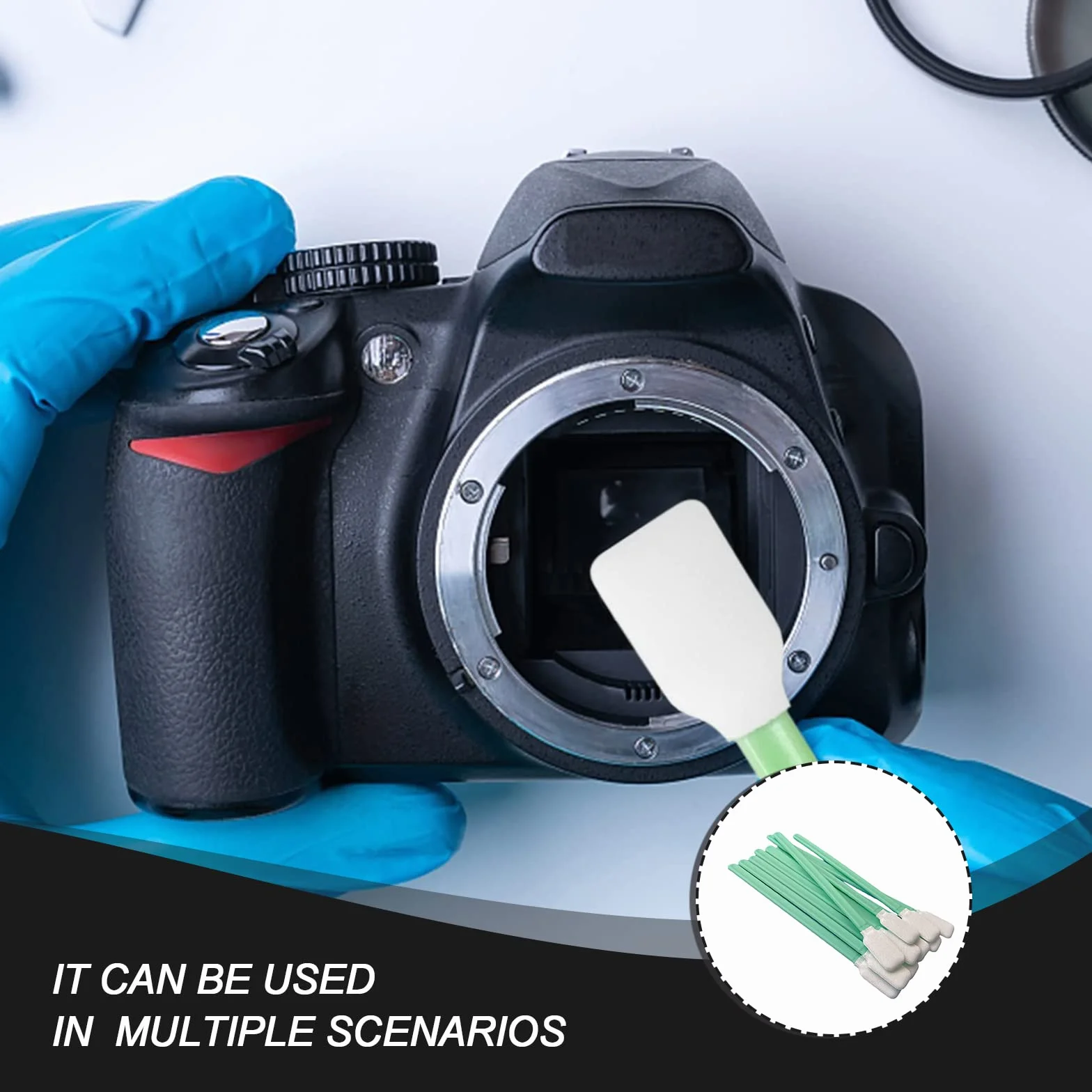 100 Pezzi Tamponi di Cotone per La Pulizia Della Schiuma Tamponi di Cotone Spugna Senza Polvere Tamponi di Cotone Pulizia Tamponi di Cotone Rettangolare per La Fotocamera, Obiettivo