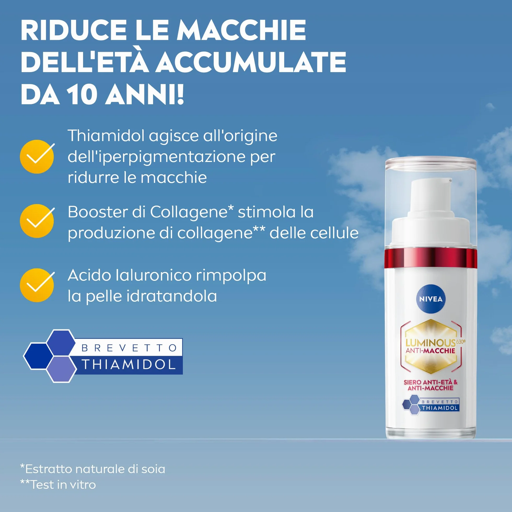 NIVEA Luminous630 Skincare Kit Anti-Macchie, Set skincare completo con Siero Viso Anti-Età & Anti-Macchie 30 ml e Fluido UV Quotidiano Crema viso SPF 50 40 ml con Thiamidol brevettato antimacchia