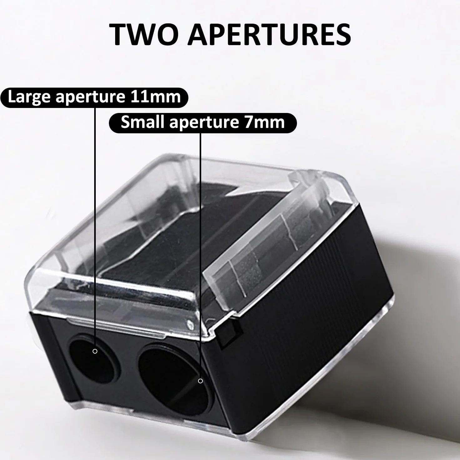 Temperamatite 2 Pezzi Con 2 Fori, Borsa Portaoggetti, Per Occhi e Sopracciglia, Manuale, Adatto per Eyeliner e Matita Sopracciglia (Nero)